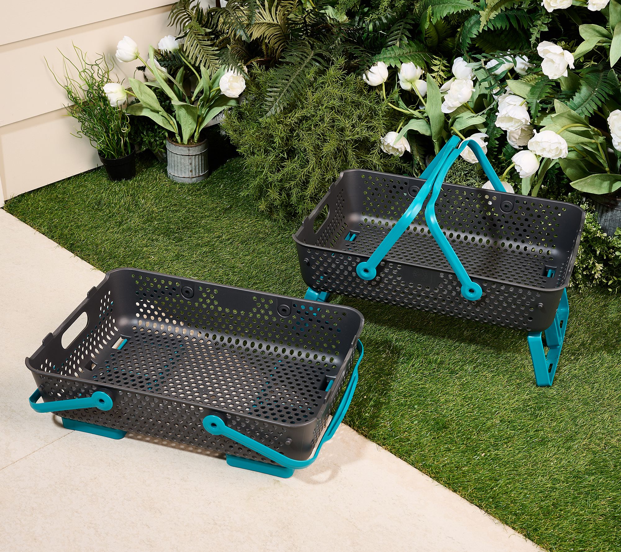 "As Is" Girl Next Door Set of 2 Stackable Garden Baskets