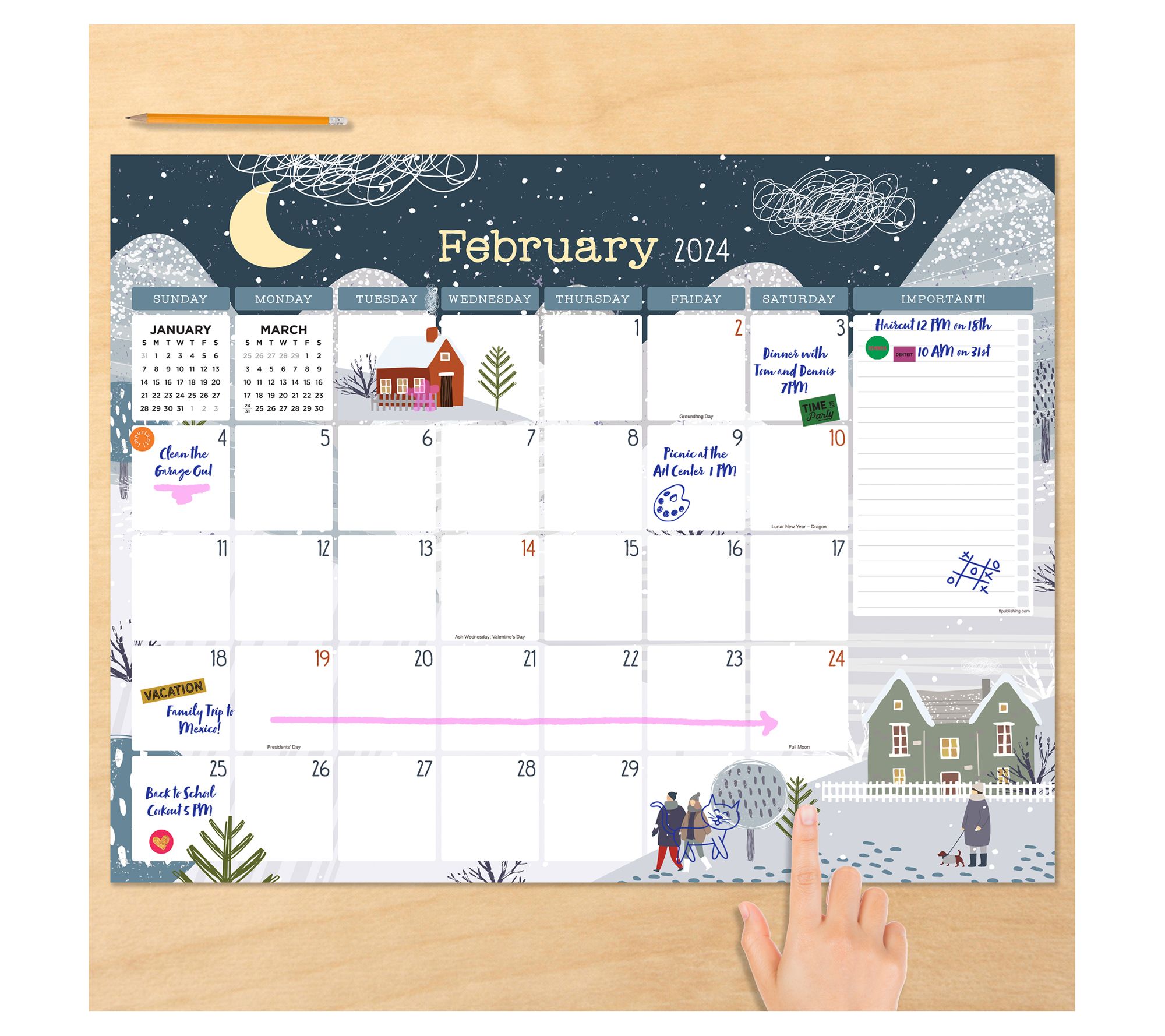 TF Publishing 2024 Large Desk Pad Monthly Blotter Calendar