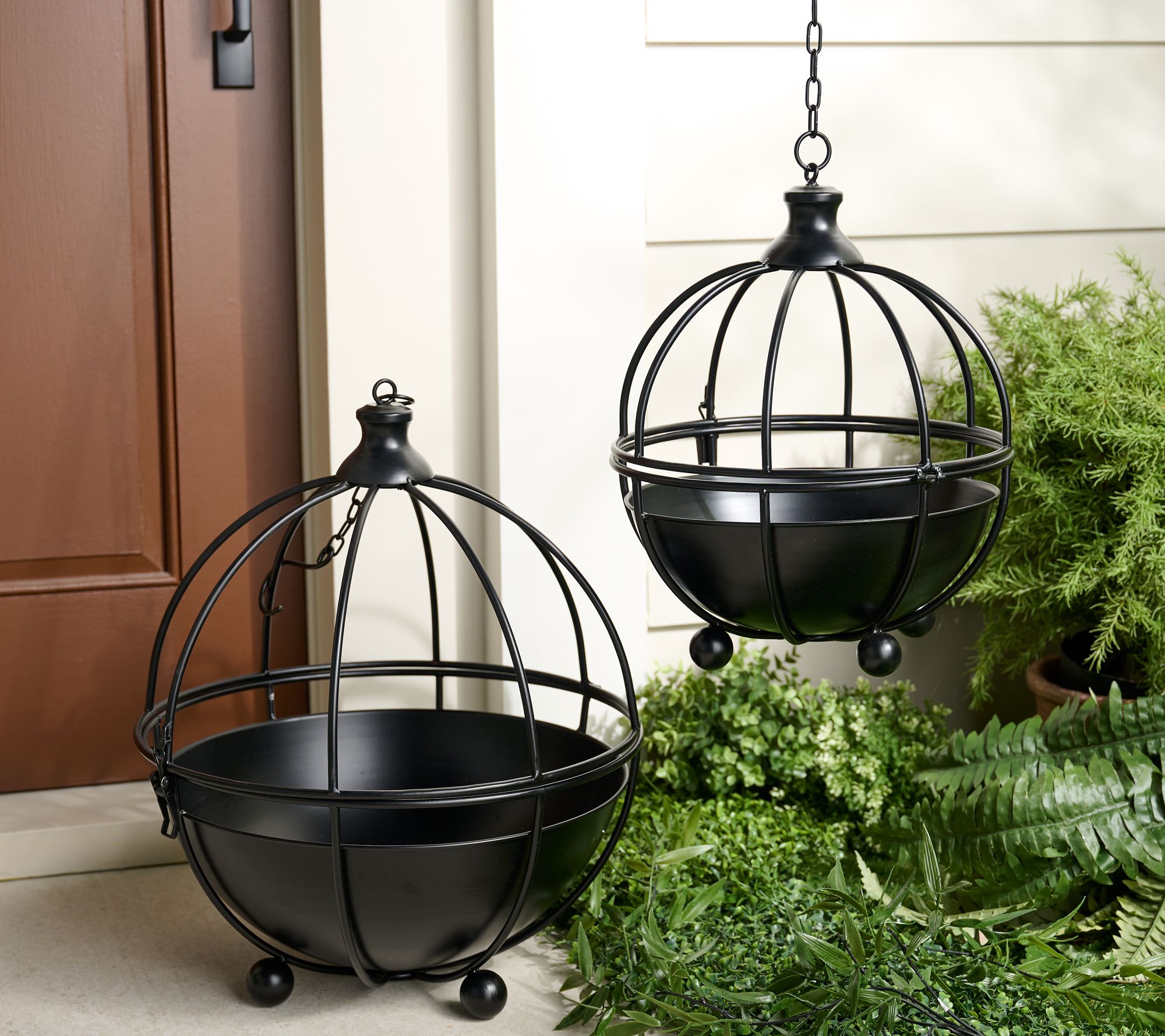 Garden Reflections Set of 2 Domed Metal Plant Cages