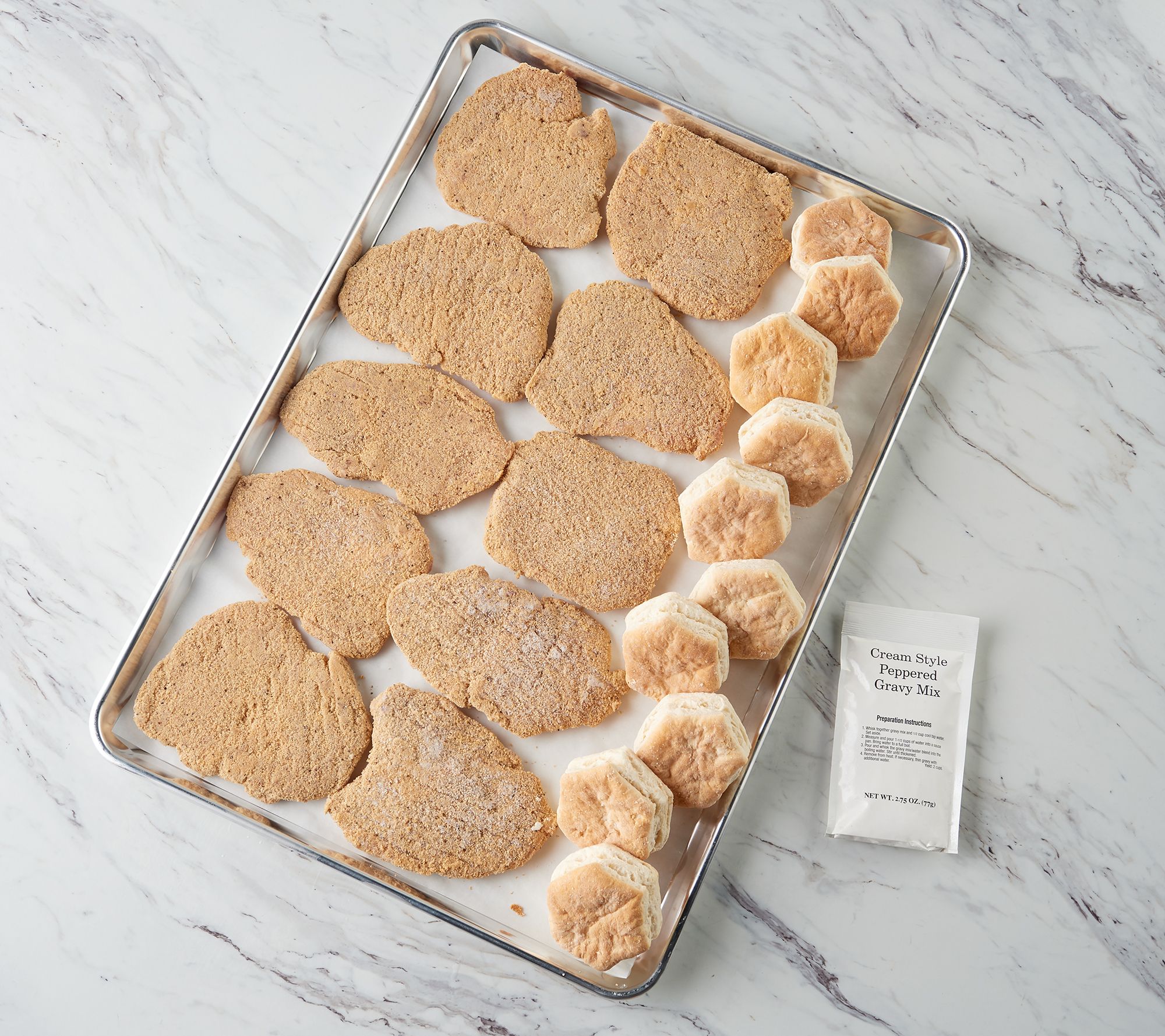 Heartland Fresh (10) 6oz Breaded Pork Tenderloins w/ Biscuits &Gravy