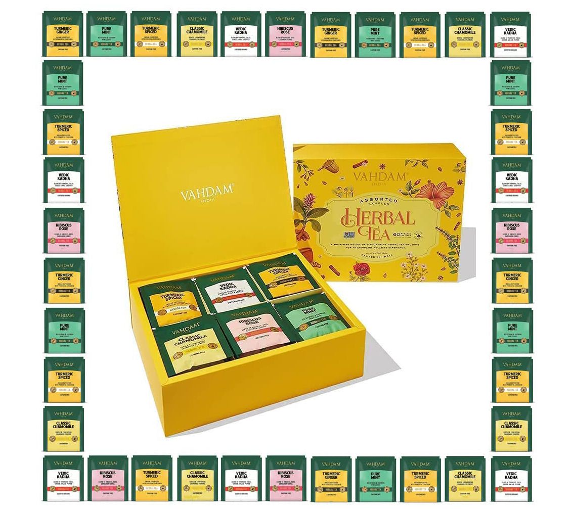 VAHDAM (60) Herbal Tea Bag Sampler Box