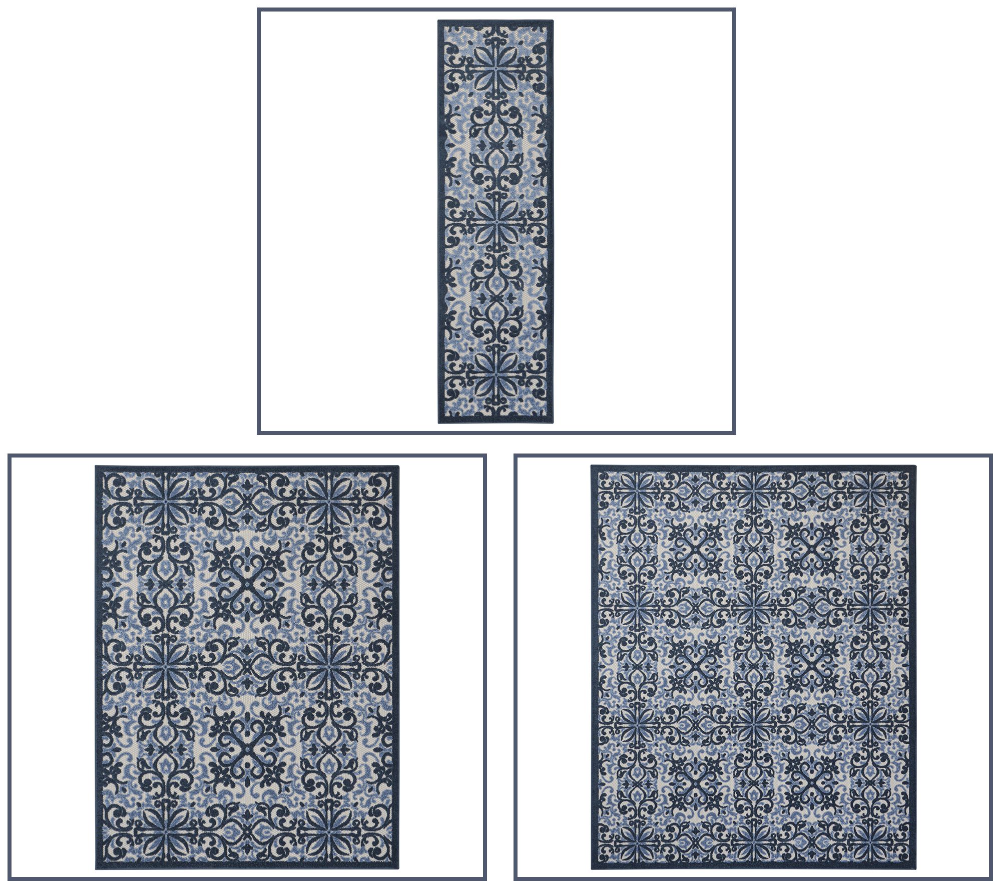 Nourison Home Modern Damask Print Indoor/Outdoor Rug - QVC.com