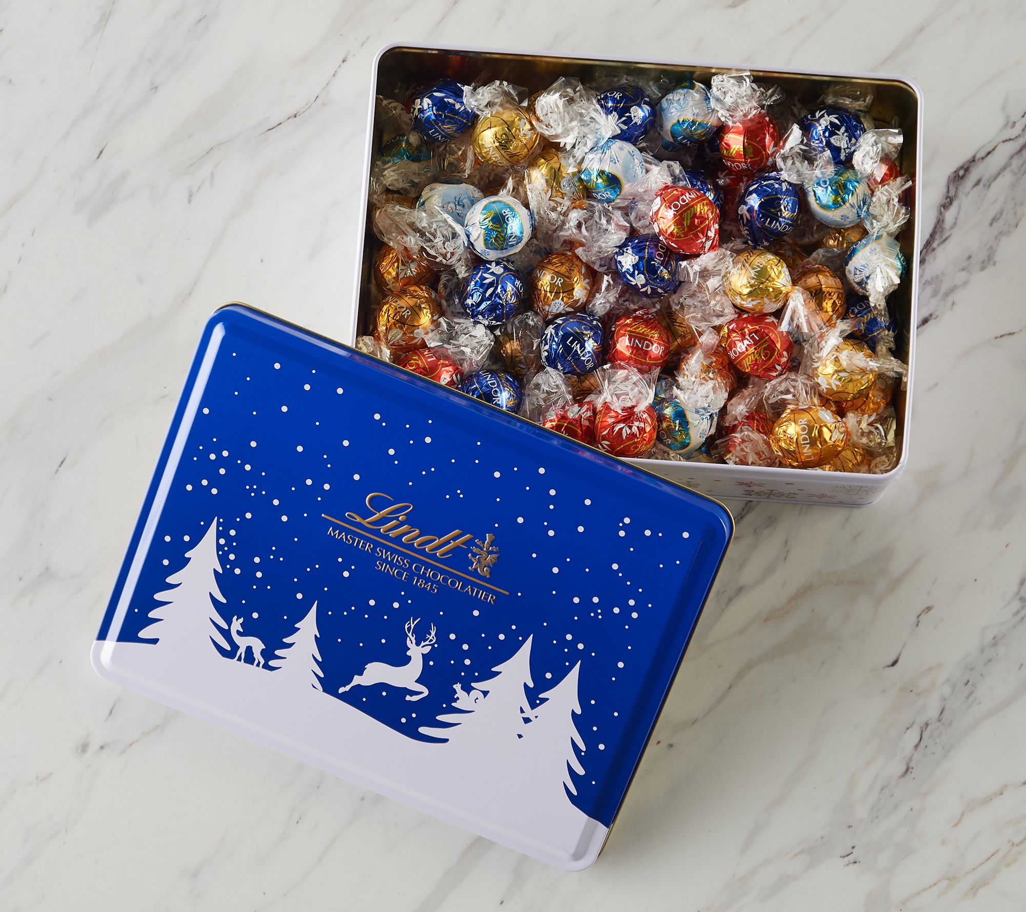 SH12/9 Lindt Lindor 2lb Chocolate Truffles Holiday Tin