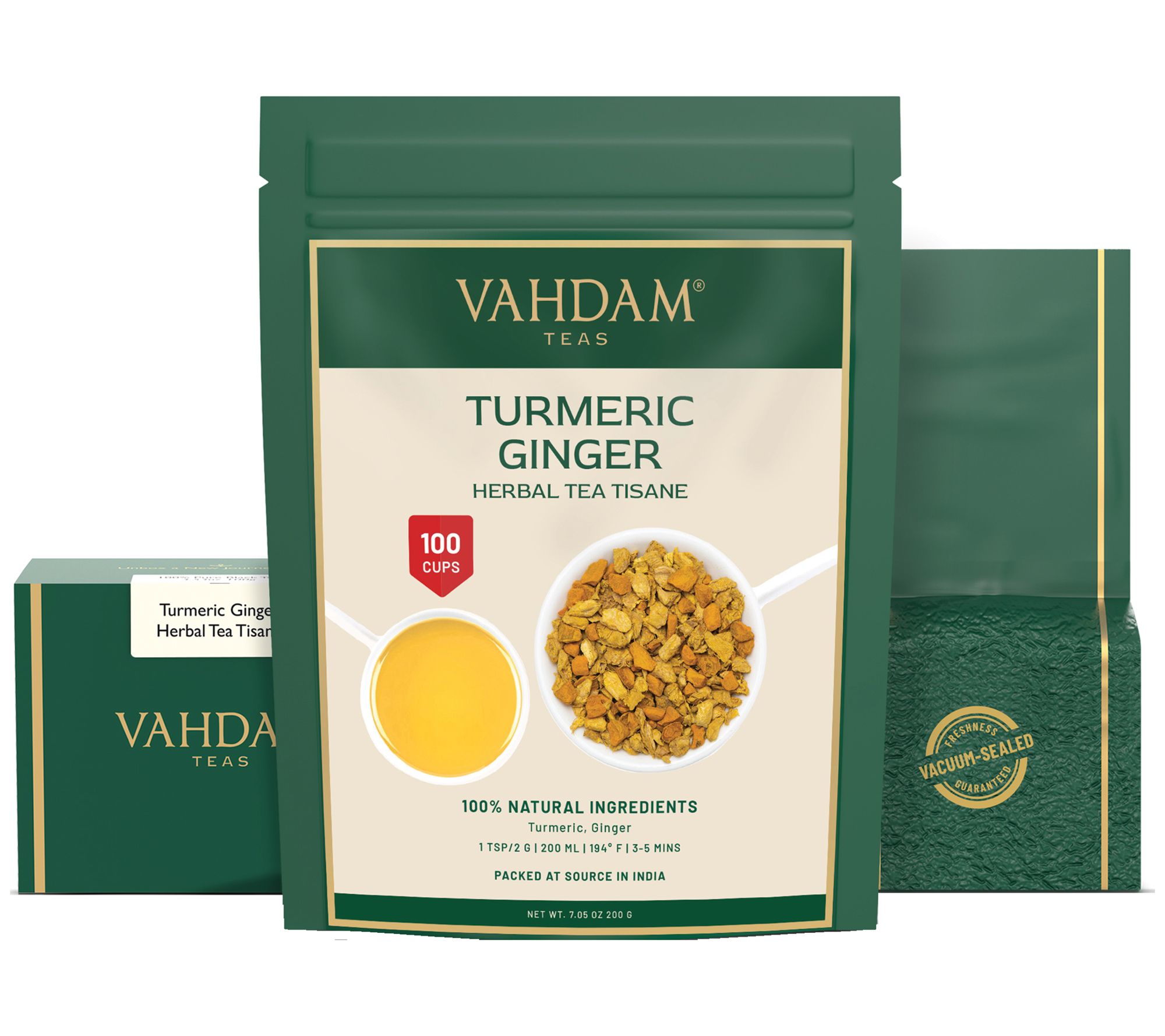 Vahdam Turmeric Ginger Herbal Loose Leaf Tea Tisane 200g