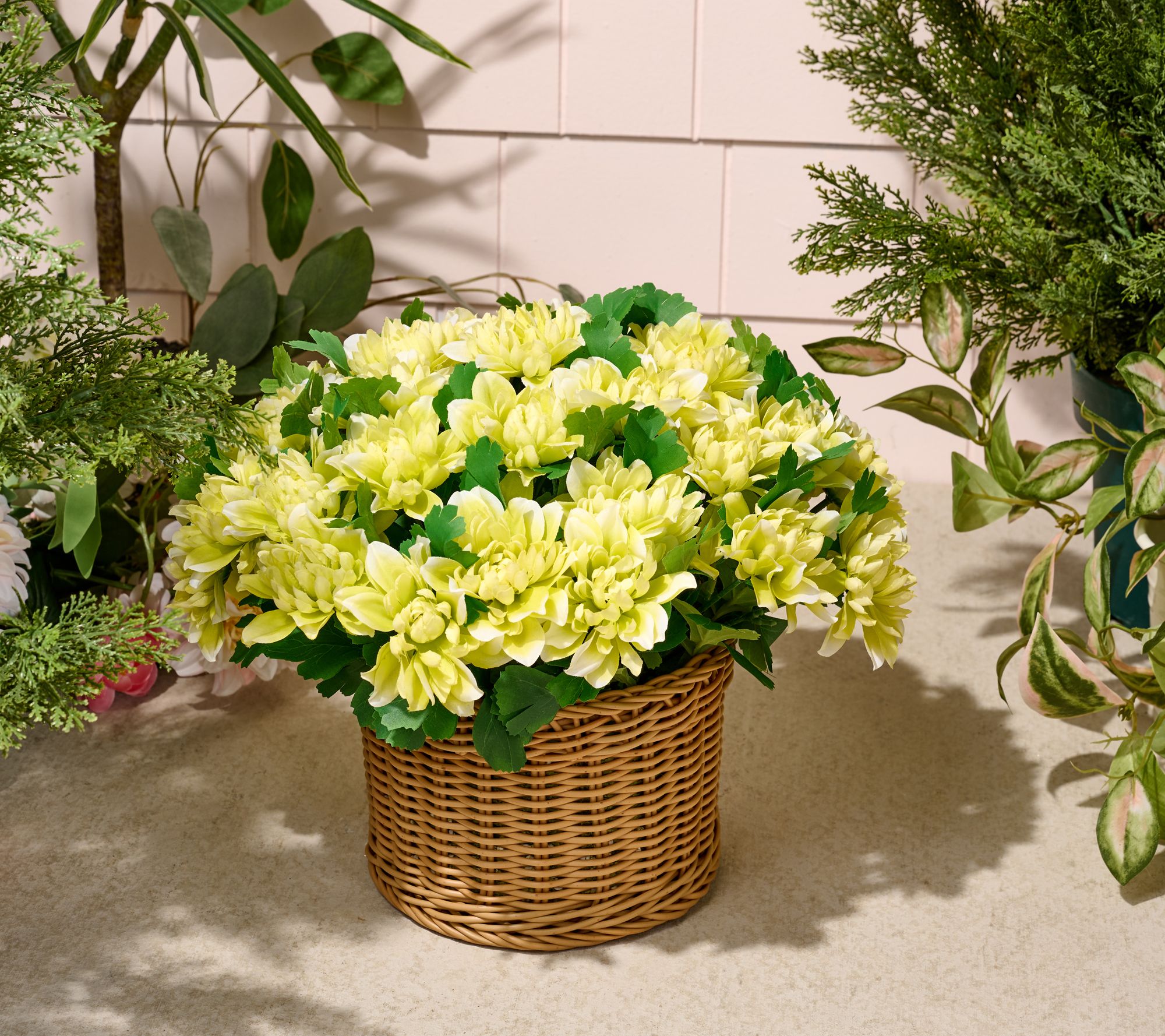 "As Is" Wicker Park 12" Faux Dahlia Arrangement in Woven Pot