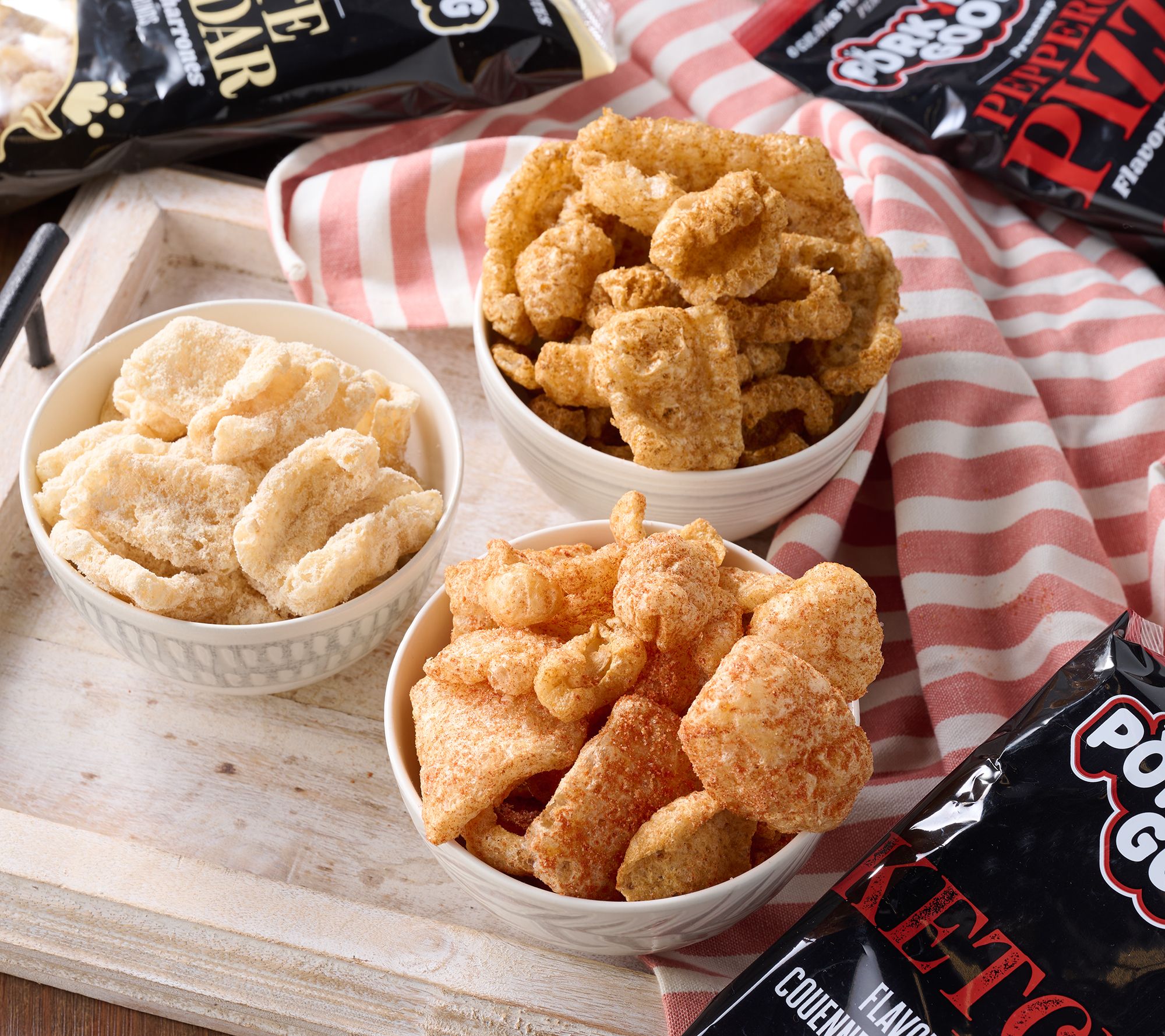 Pork King Good (6) Bags Seasoned Pork Rinds Variety Pack