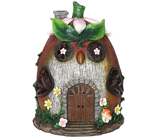 Exhart Solar Acorn Owl Fairy House