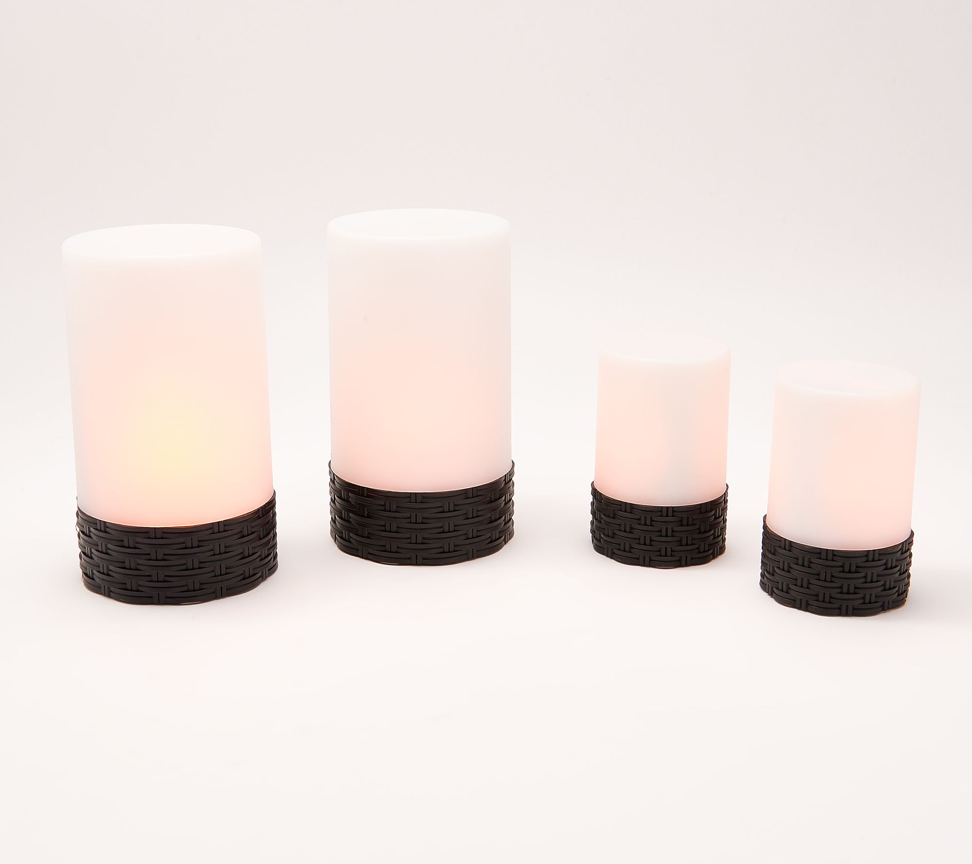 "As Is" SafeHavenz S/4 Yellow LED Solar Candles w/ Rattan Bases