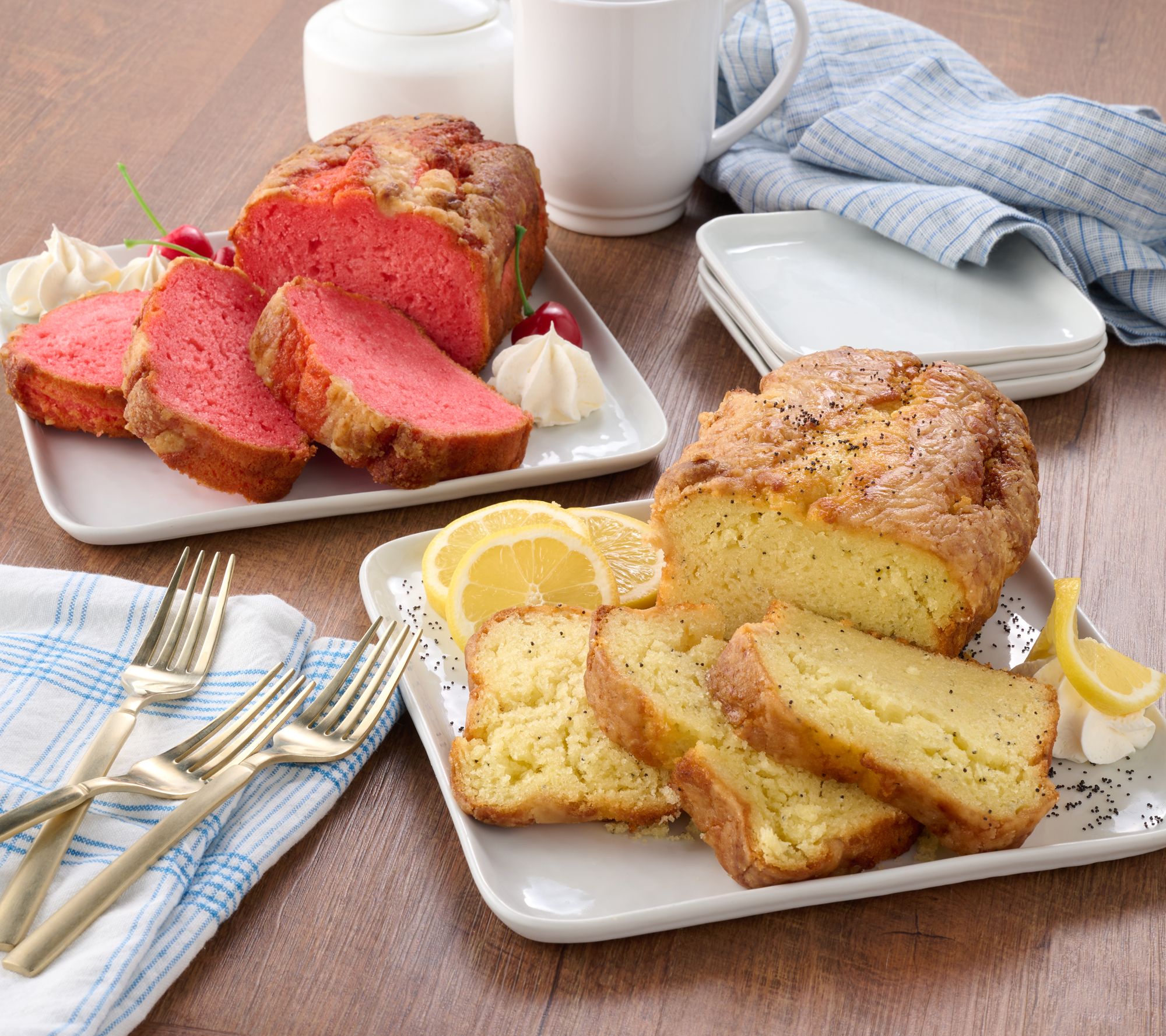 Bread & Bread (2) 24-oz Fresh Baked Crumb Cake Loaves