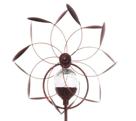 Compass Home 38" Solar Wind Spinner with Color Changing Glass Sphere ...