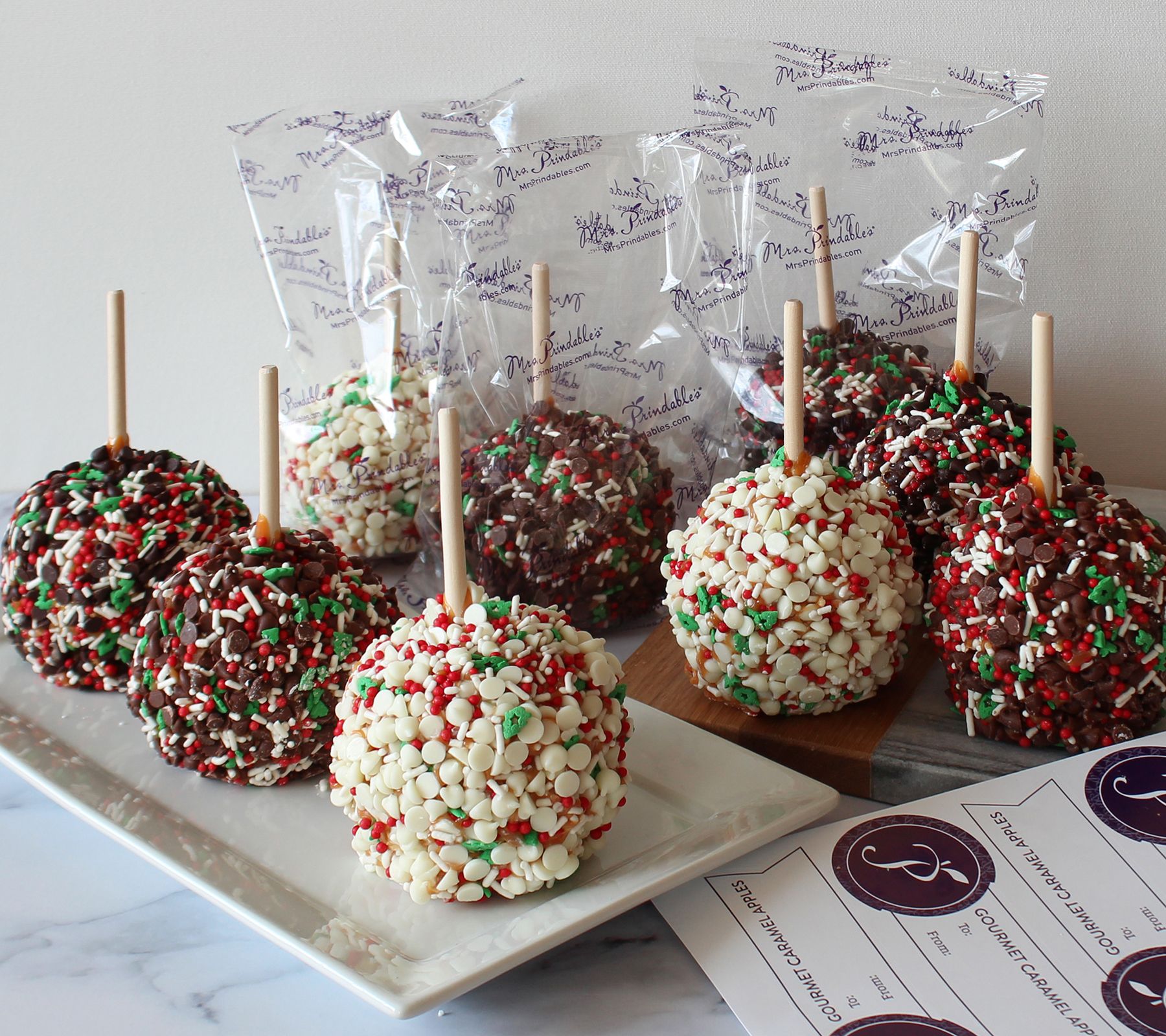 Mrs. Prindable' S 9 Individual Holiday Sprinkle Apple Assortment - QVC.com