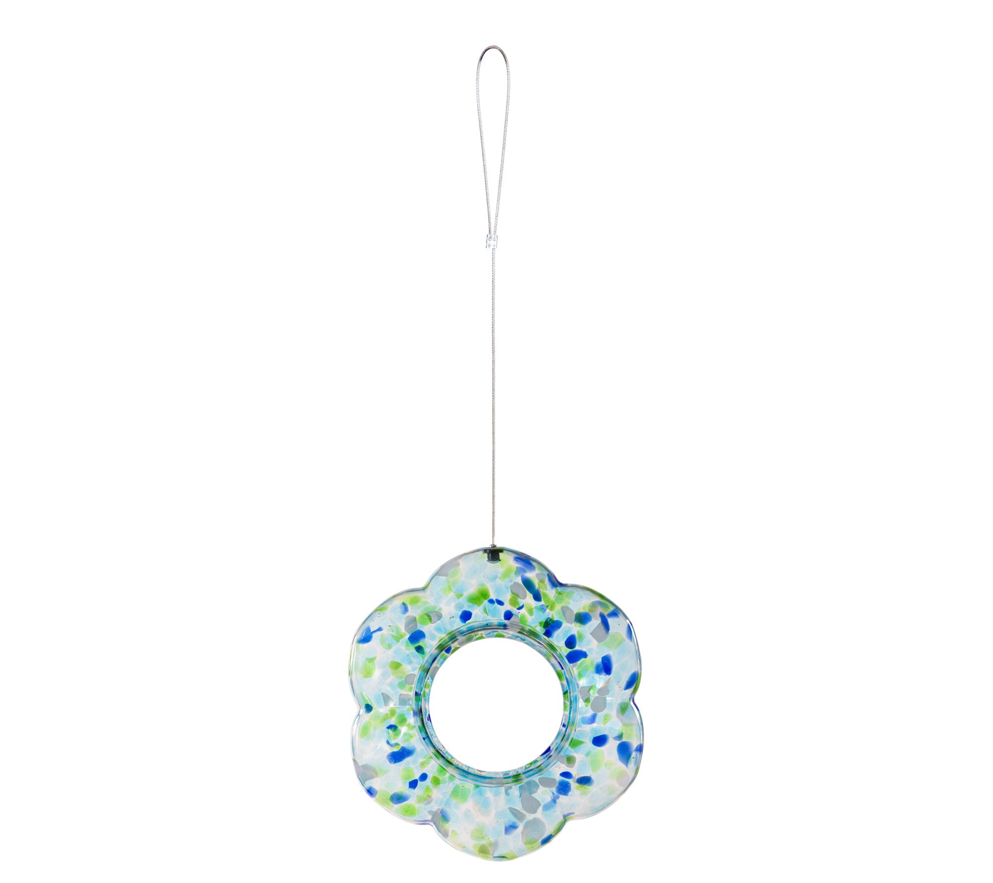 Plow & Hearth Art Glass Flower Shaped Hanging Bird Feeder