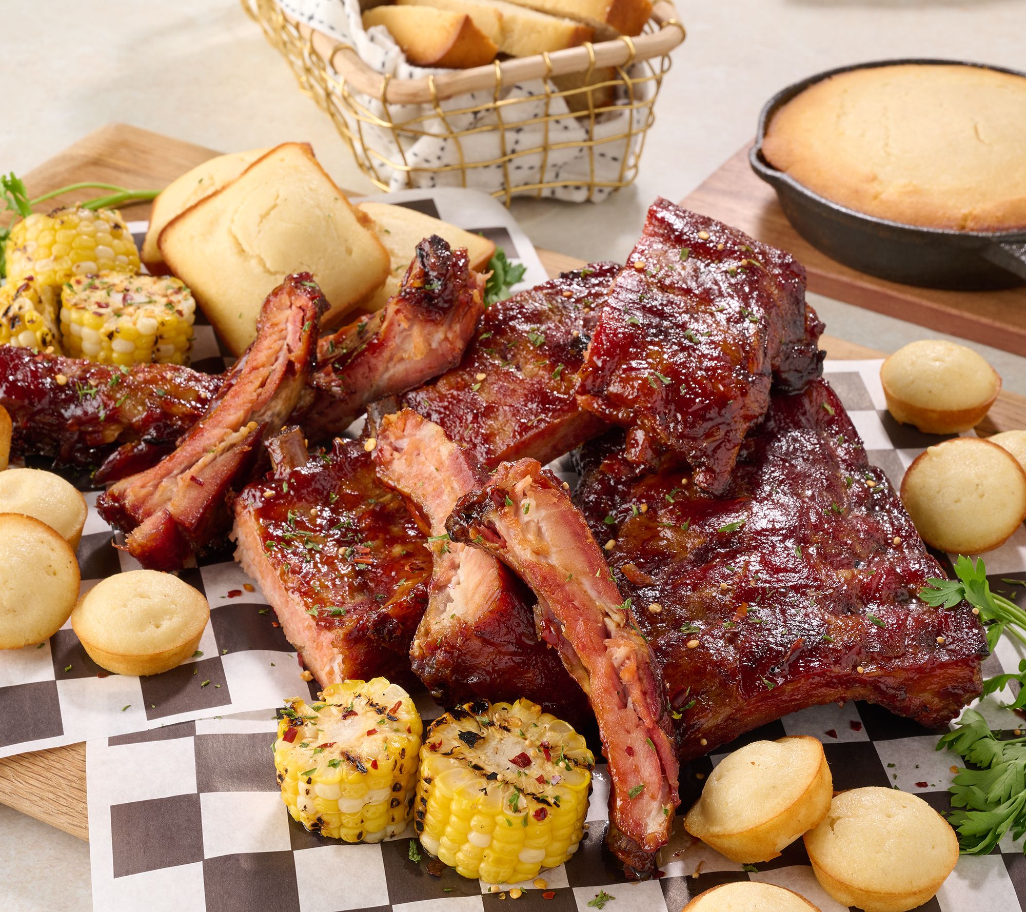 Corky's BBQ 3-lbs Baby Back Ribs With 4-lbs Cornbread Batter