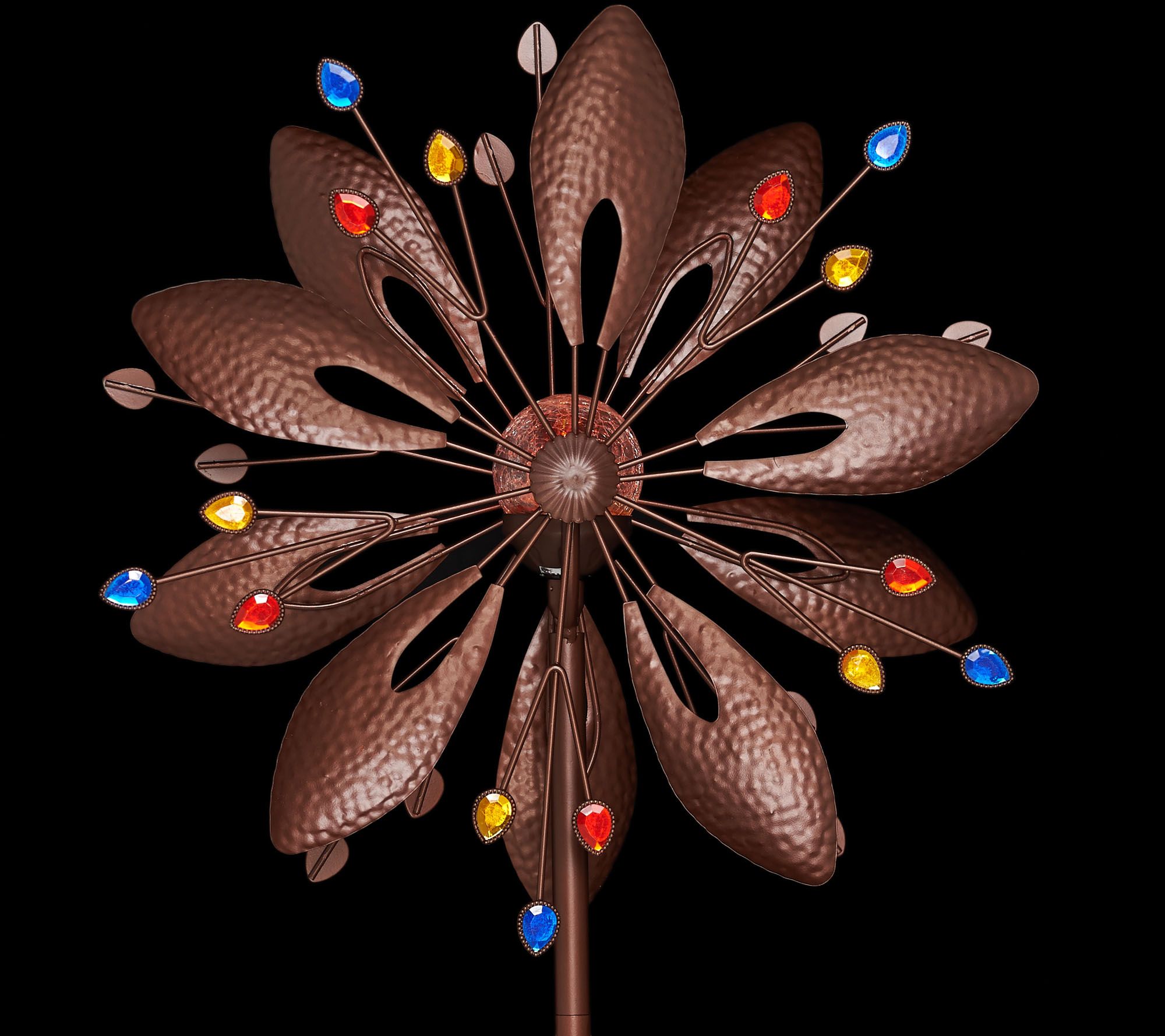 Compass Home 6' Solar Jeweled Wind Spinner w/ Crackle Glass