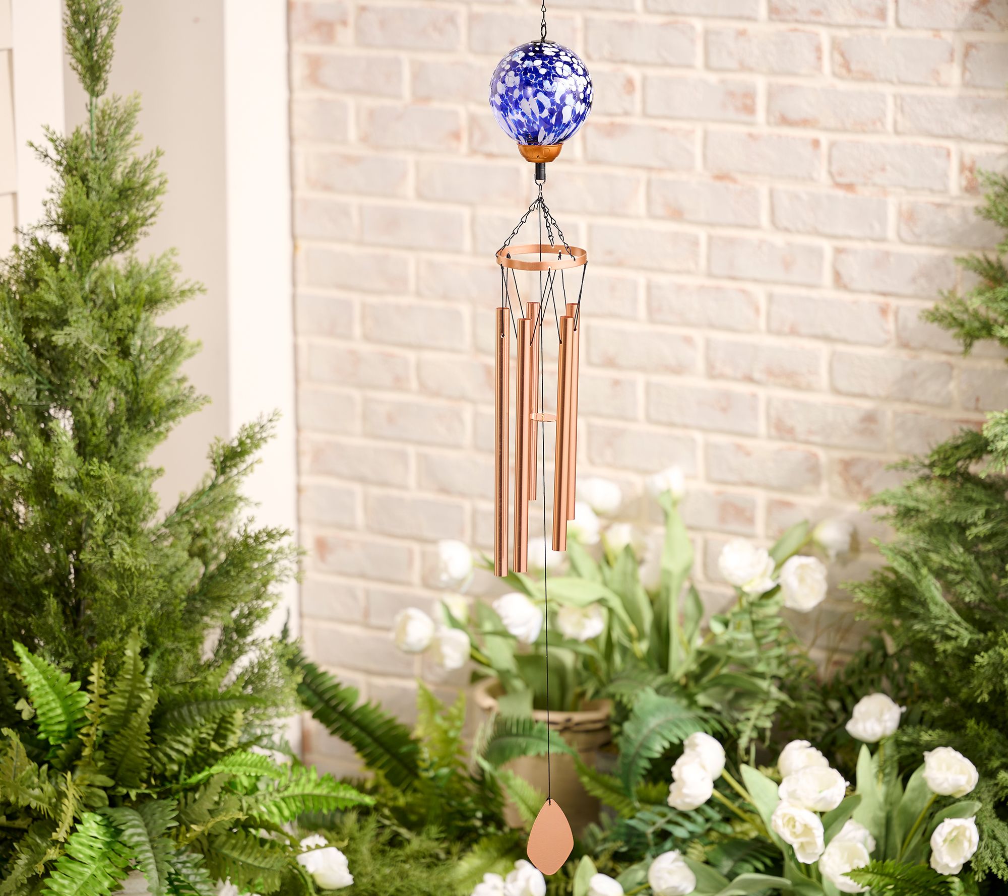 Garden Reflections 30" Windchime with Art Glass Sphere