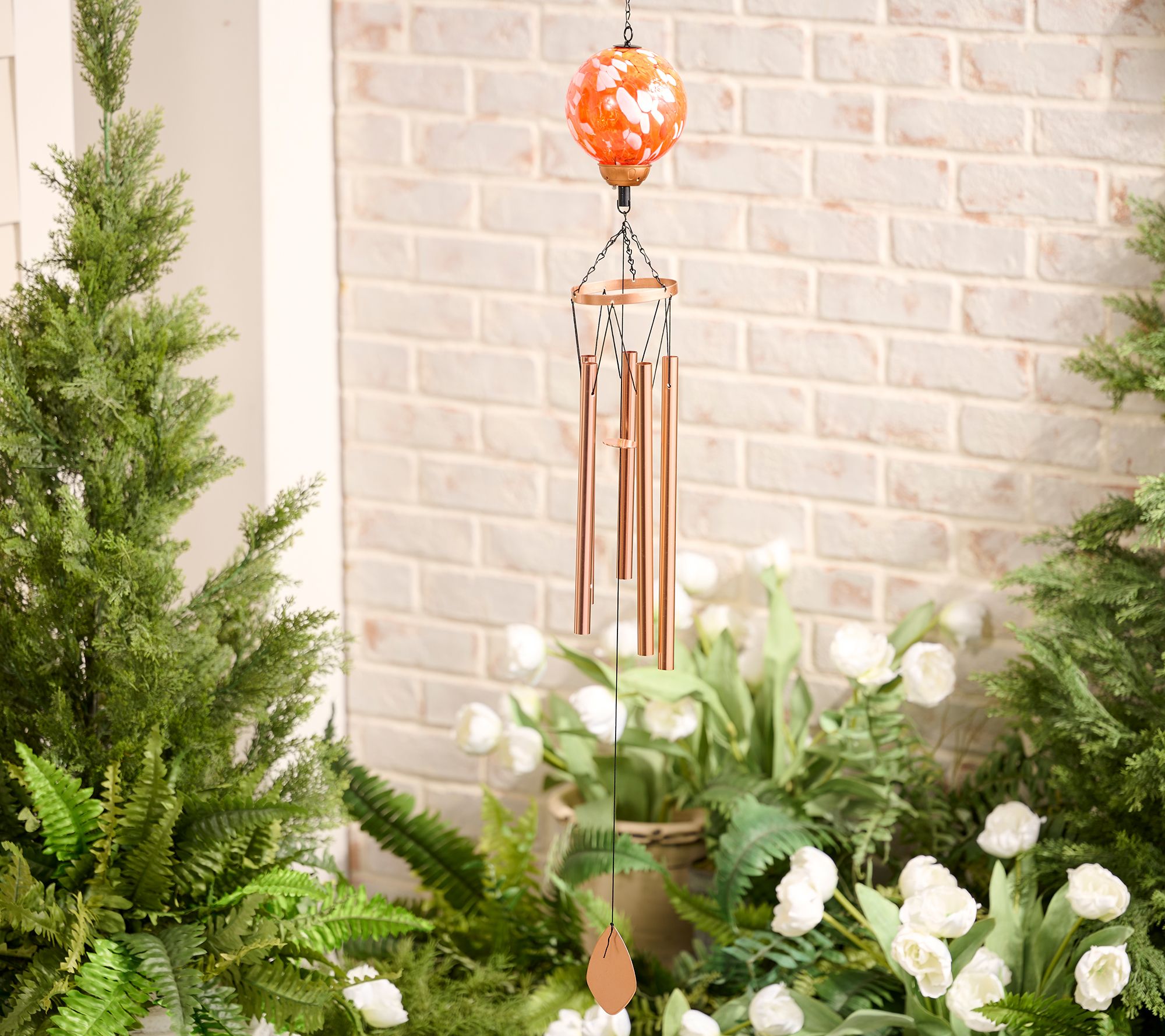 Garden Reflections 30" Windchime with Art Glass Sphere