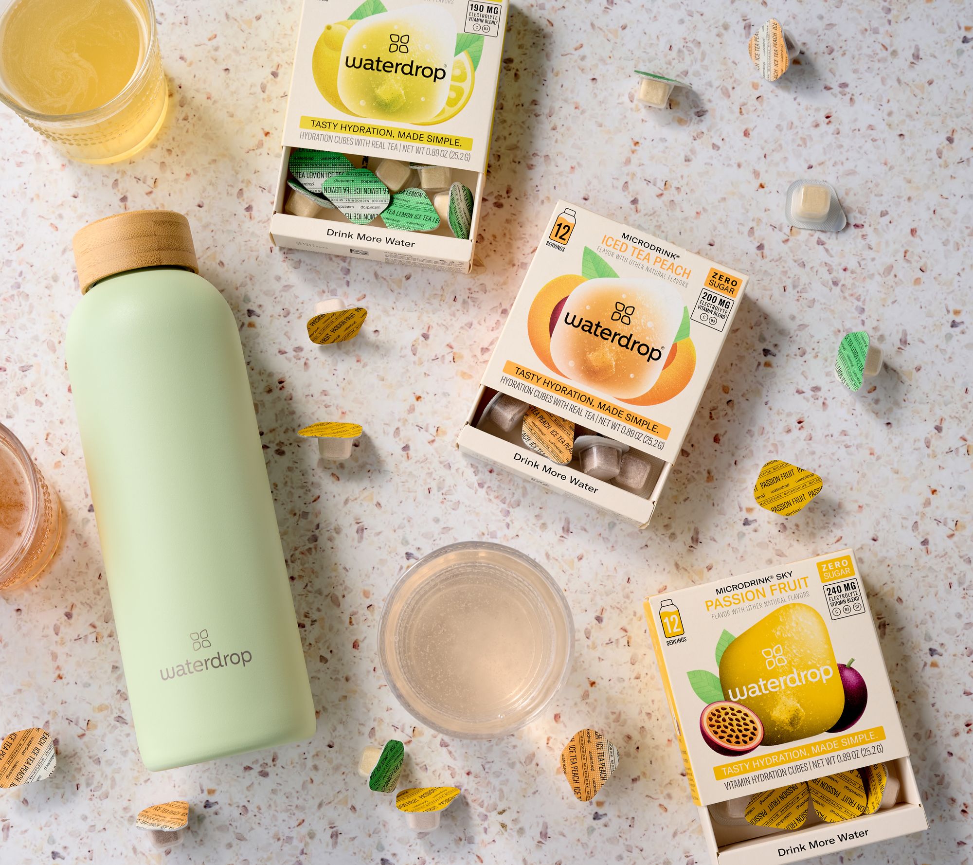 Waterdrop 20oz Steel Bottle with (3) 12 packs of Microdrinks