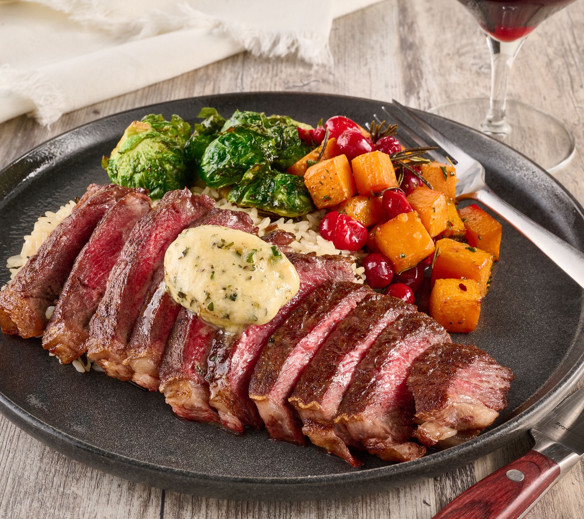 Kansas City Steak Co. (6) 8-oz Strip Steaks & 3.5-oz Garlic Butter