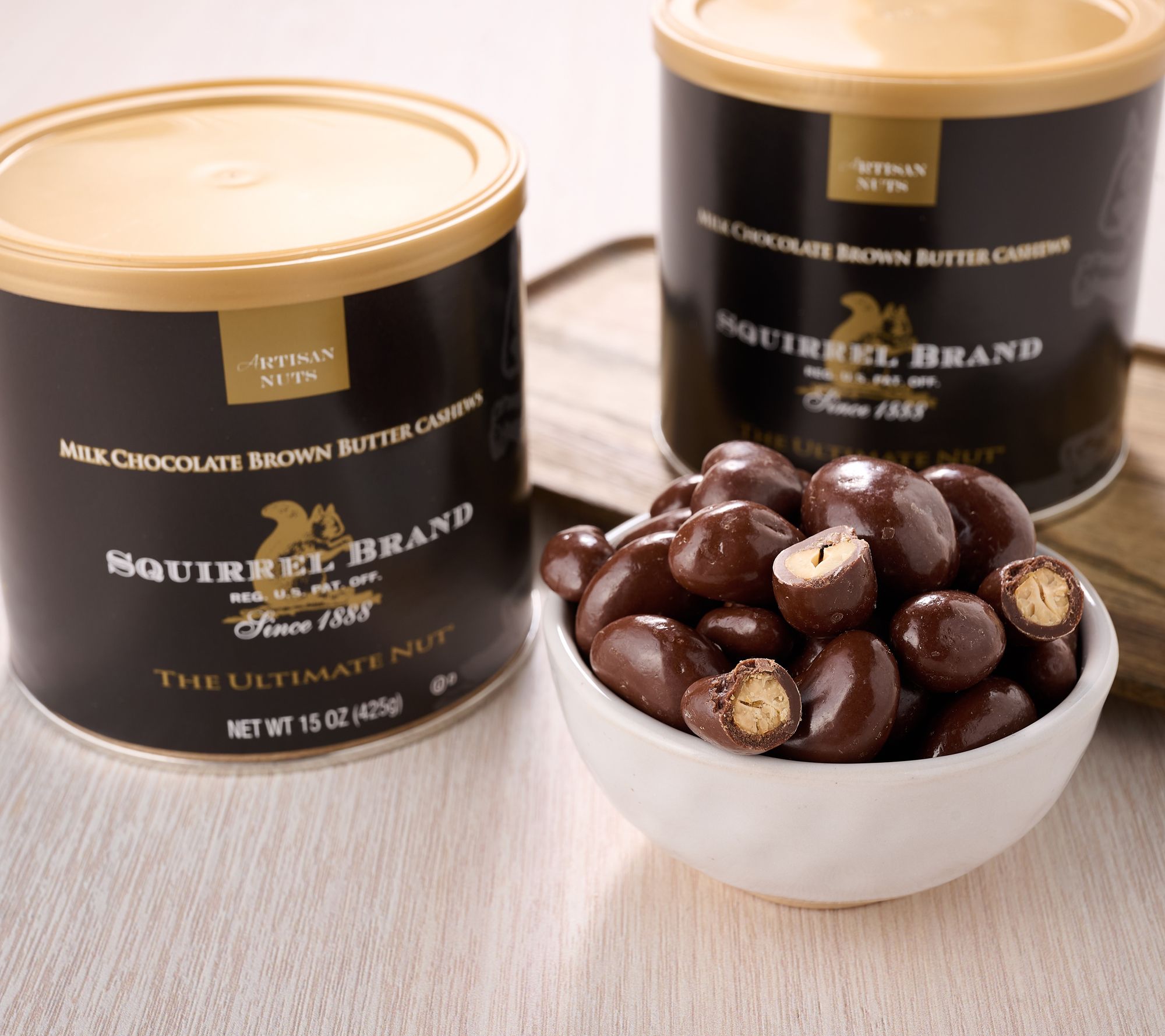 SH11/9 Squirrel Brand (2) 15-oz Milk Chocolate Brown Butter Cashews
