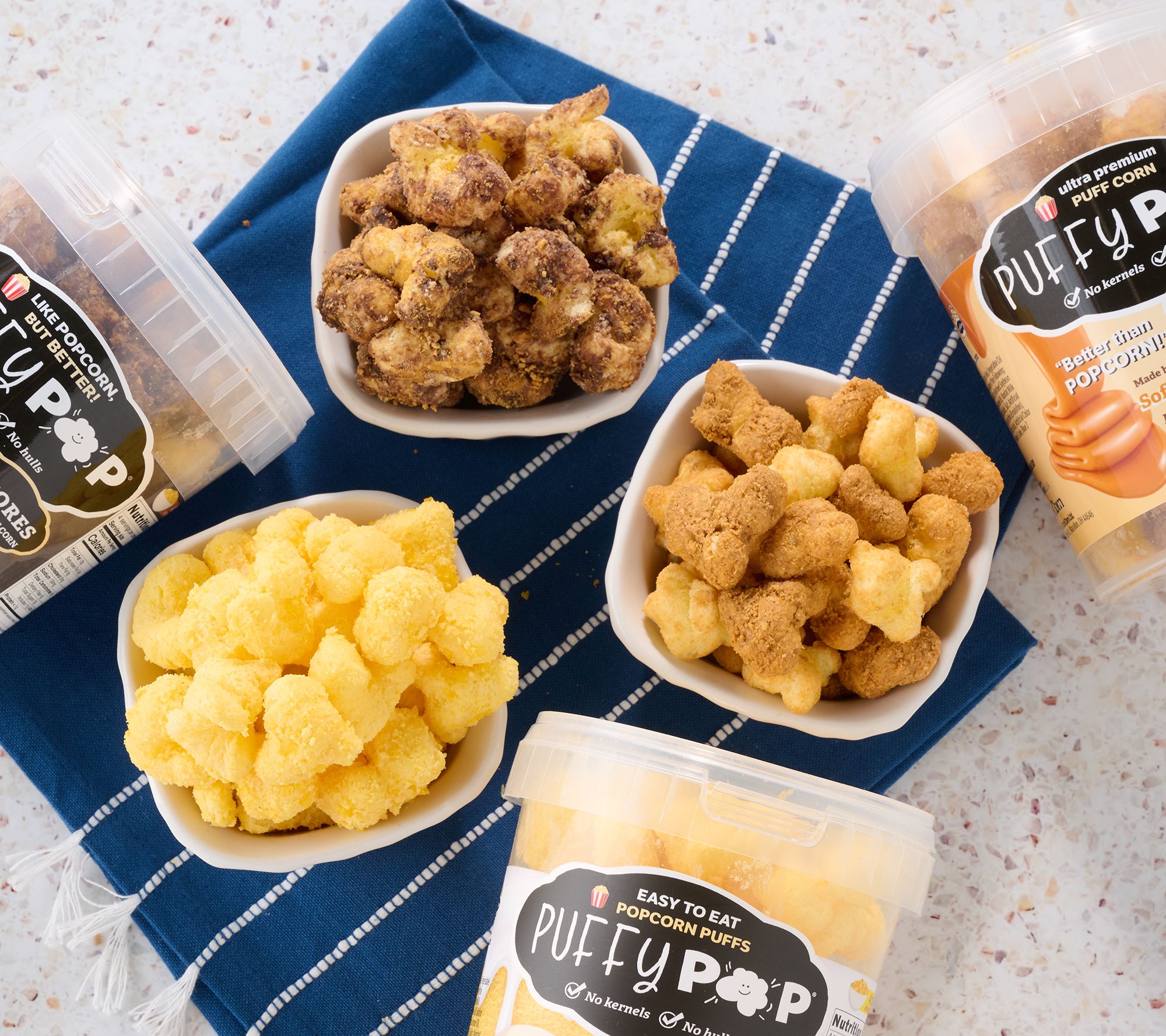 Puffy Pop (3) Tubs Sweet & Salty Puffed Corn in Summer Flavors