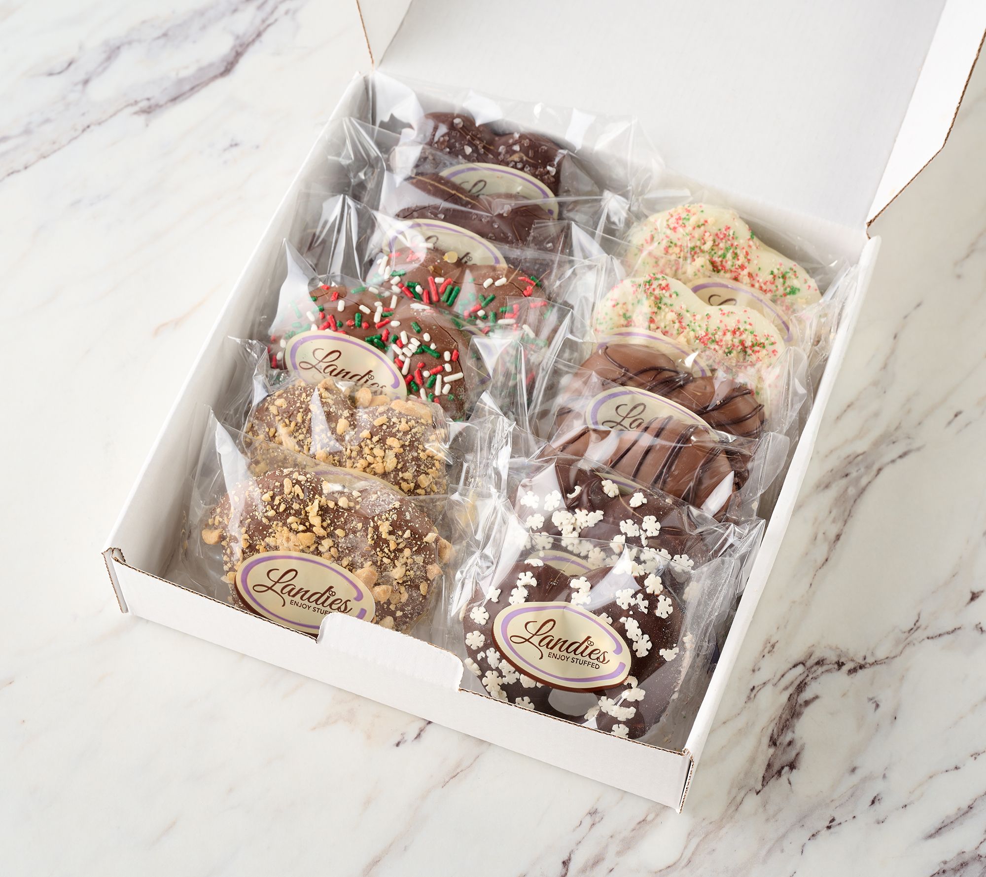 Landies Candies 12pc Signature Stuffed Pretzels in Winter Flavors - QVC.com