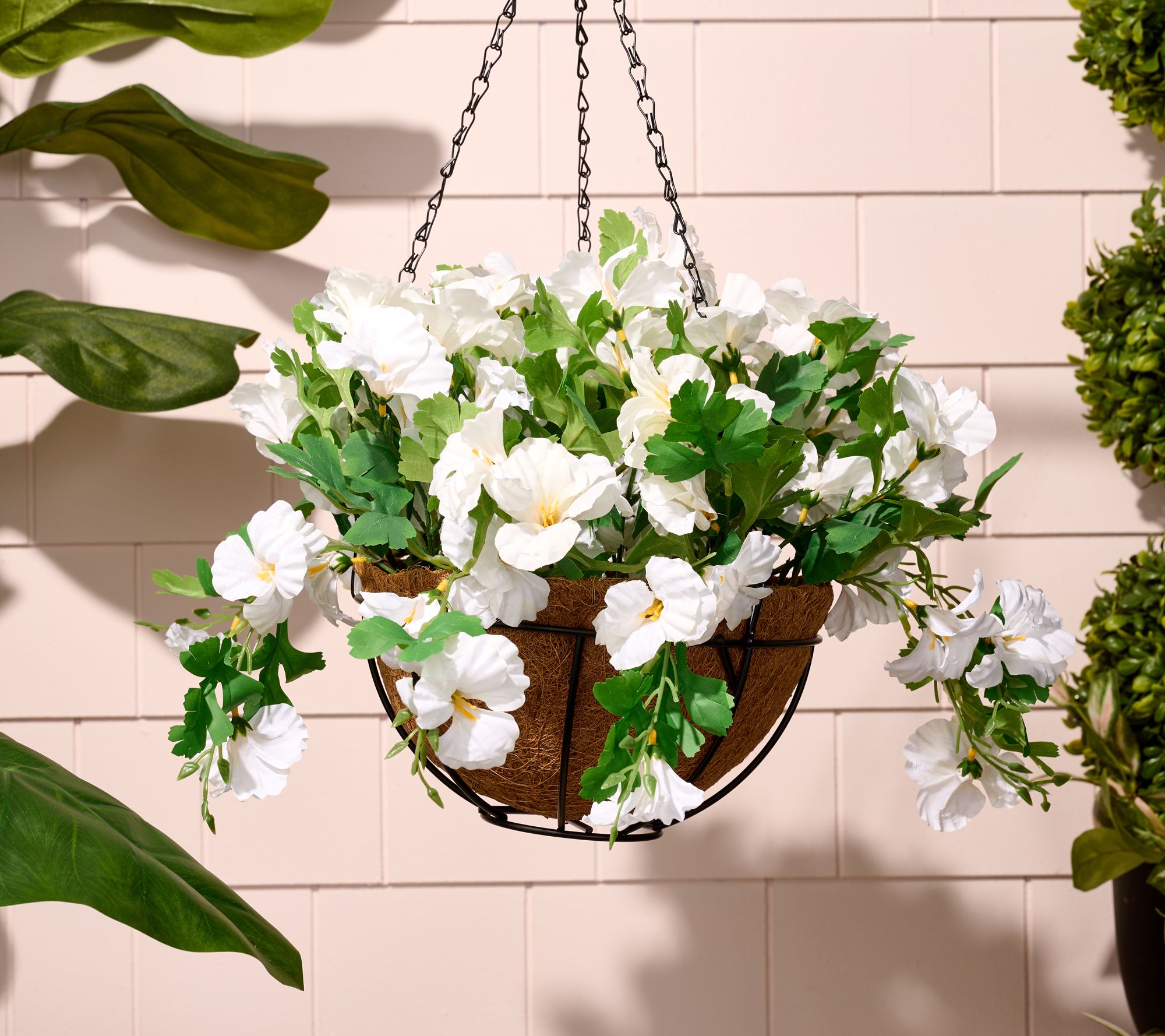 Wicker Park 20" Faux Impatiens Hanging Basket
