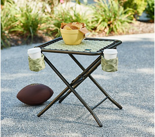 Bliss Hammocks Foldable Sling Side Table with Cup Holders