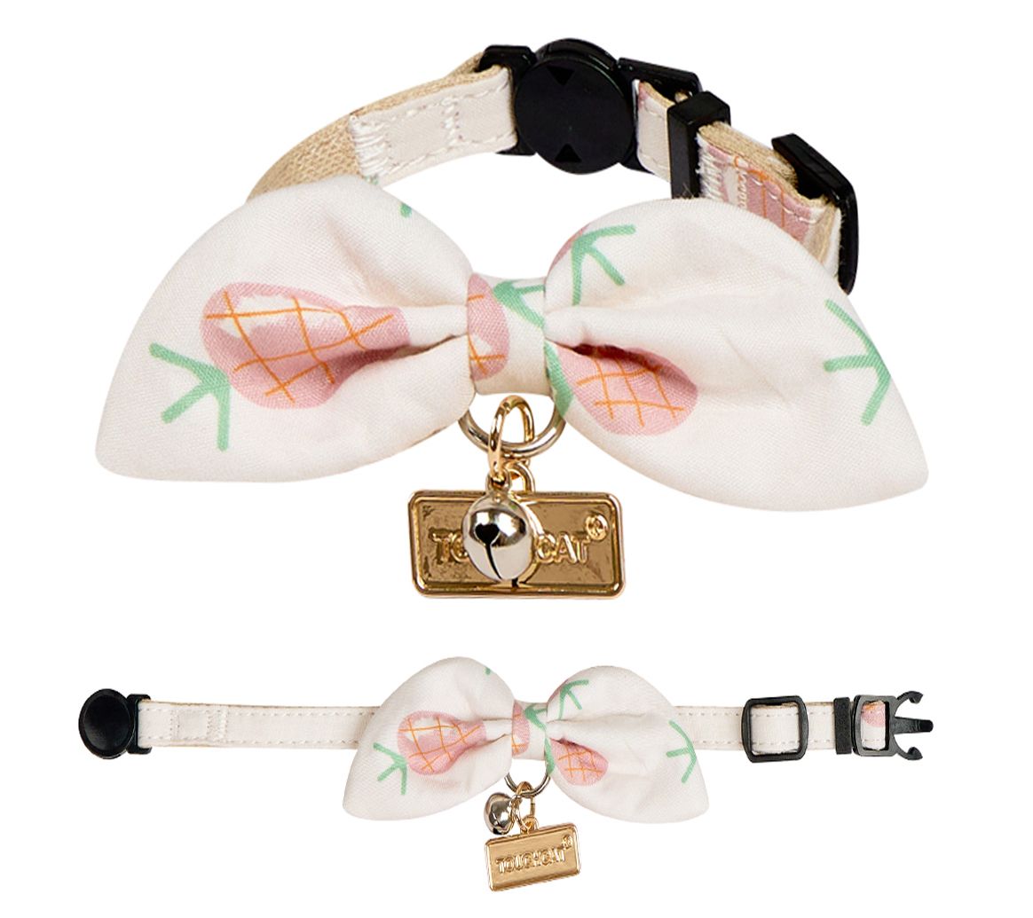 Touchcat Pineapple Patterned Cat Collar with Bow