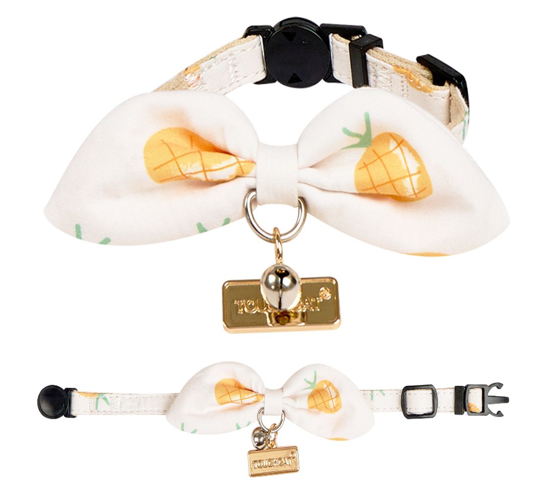 Touchcat Pineapple Patterned Cat Collar with Bow