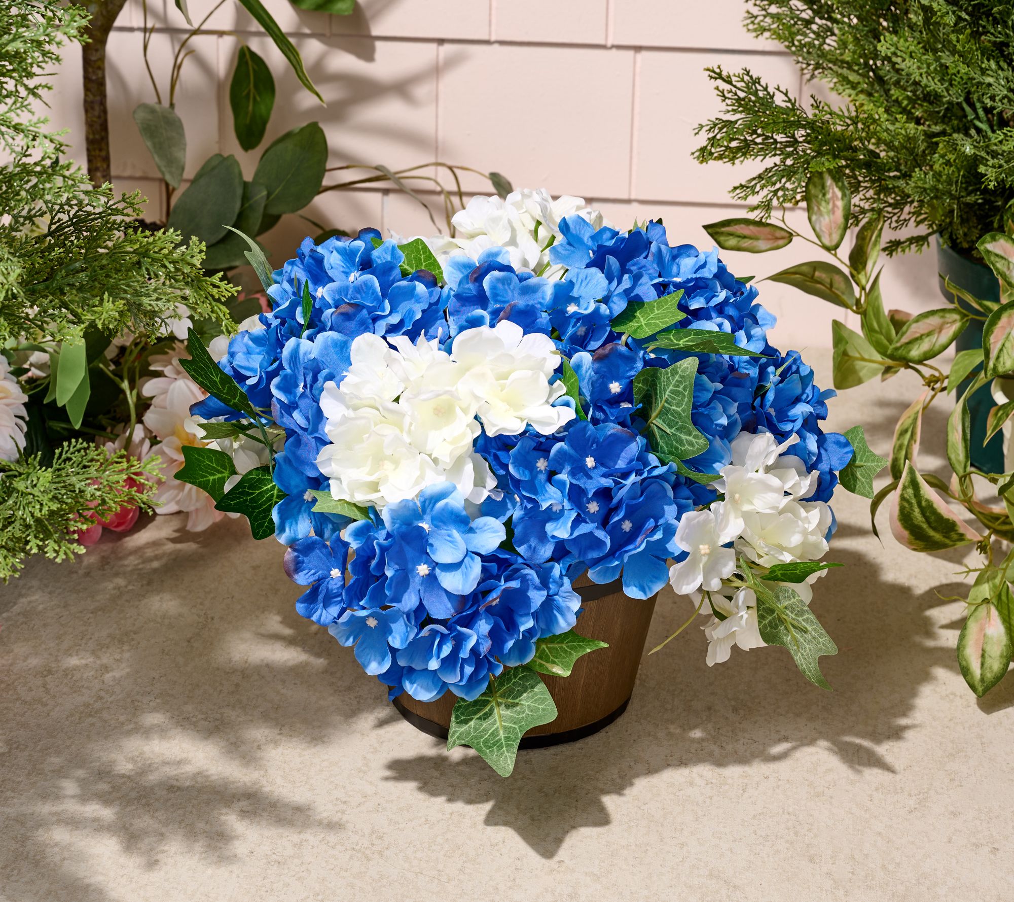 Wicker Park 16" Faux Hydrangea Arrangement in Planter