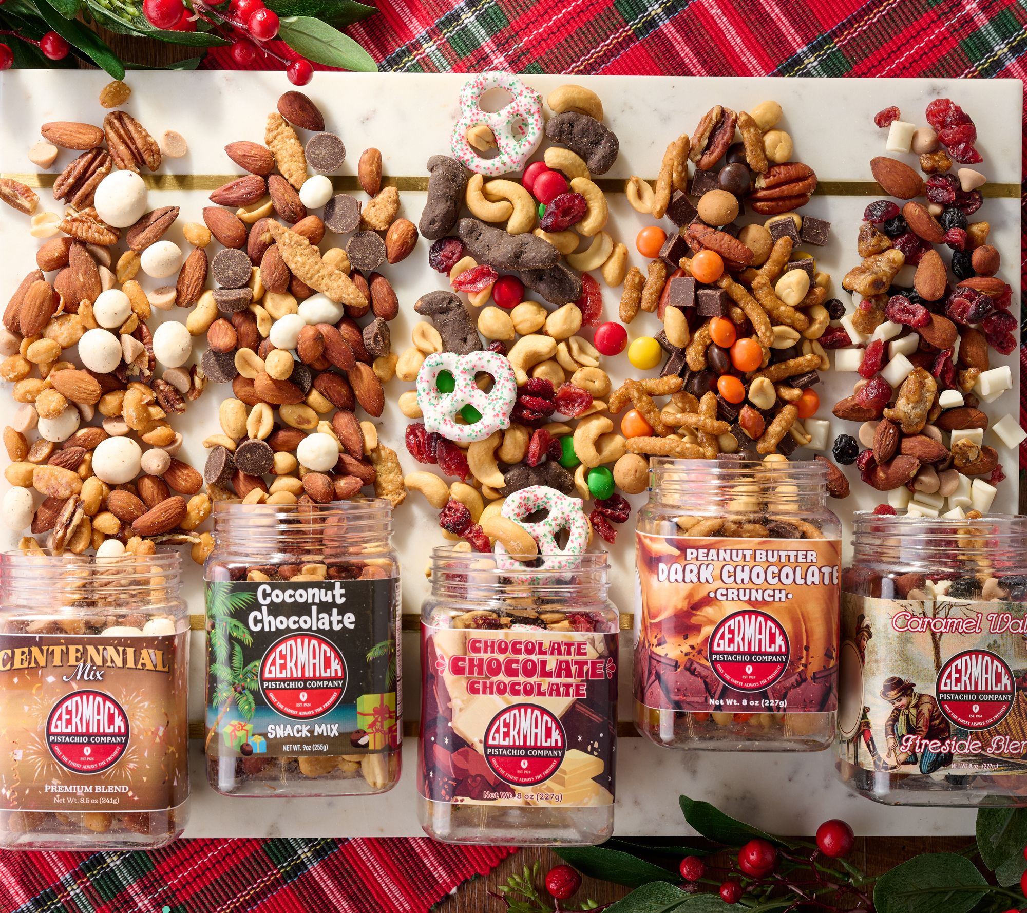  SH12/8 Germack (5) Jar Set Holiday Mini Nut Mixes Assortment