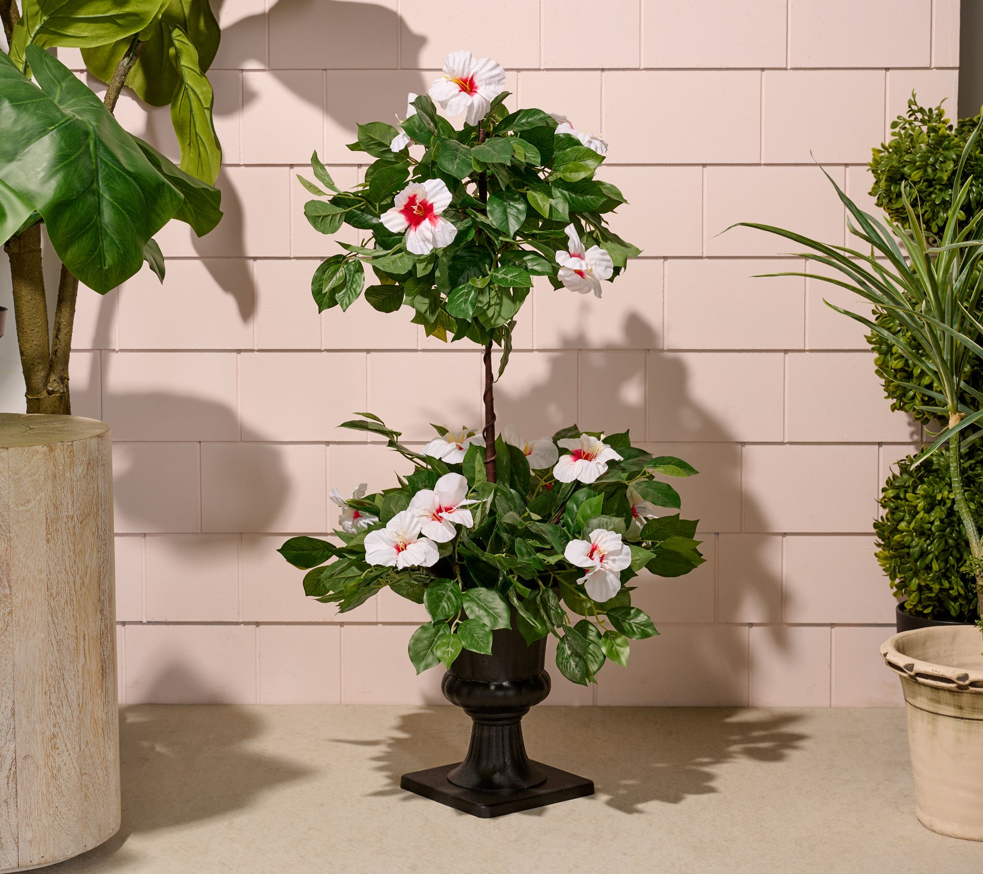Wicker Park 36" Tall 2-Tier Faux Hibiscus Topiary in Pot