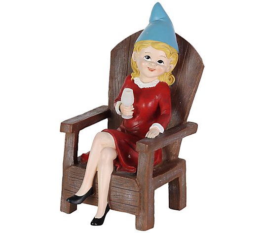 Exhart Solar Good Time Gal Wine Gnome