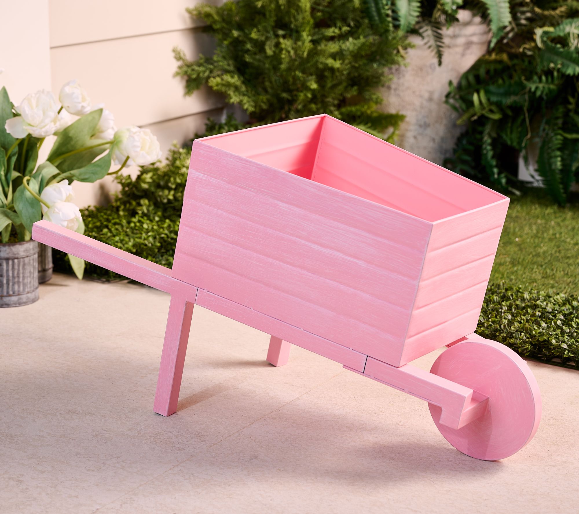"As Is" Girl Next Door Wheelbarrow Flower Planter