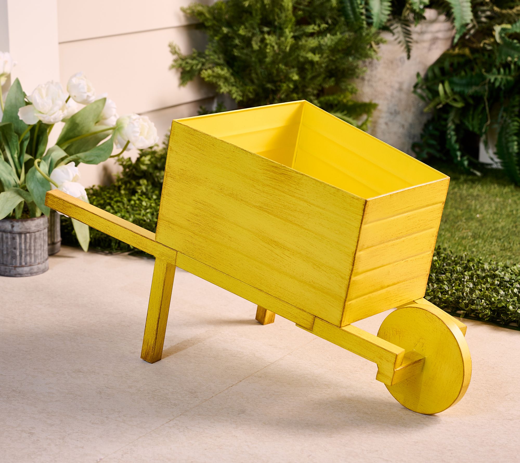 "As Is" Girl Next Door Wheelbarrow Flower Planter