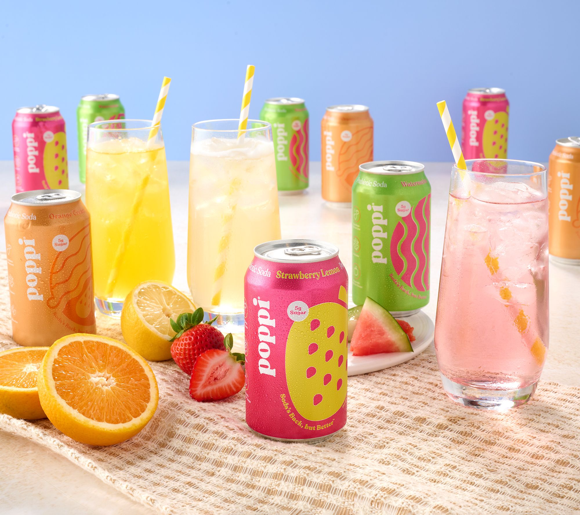  Poppi (12) 12-oz Cans 5g Sugar Soda Summer Fruit Variety