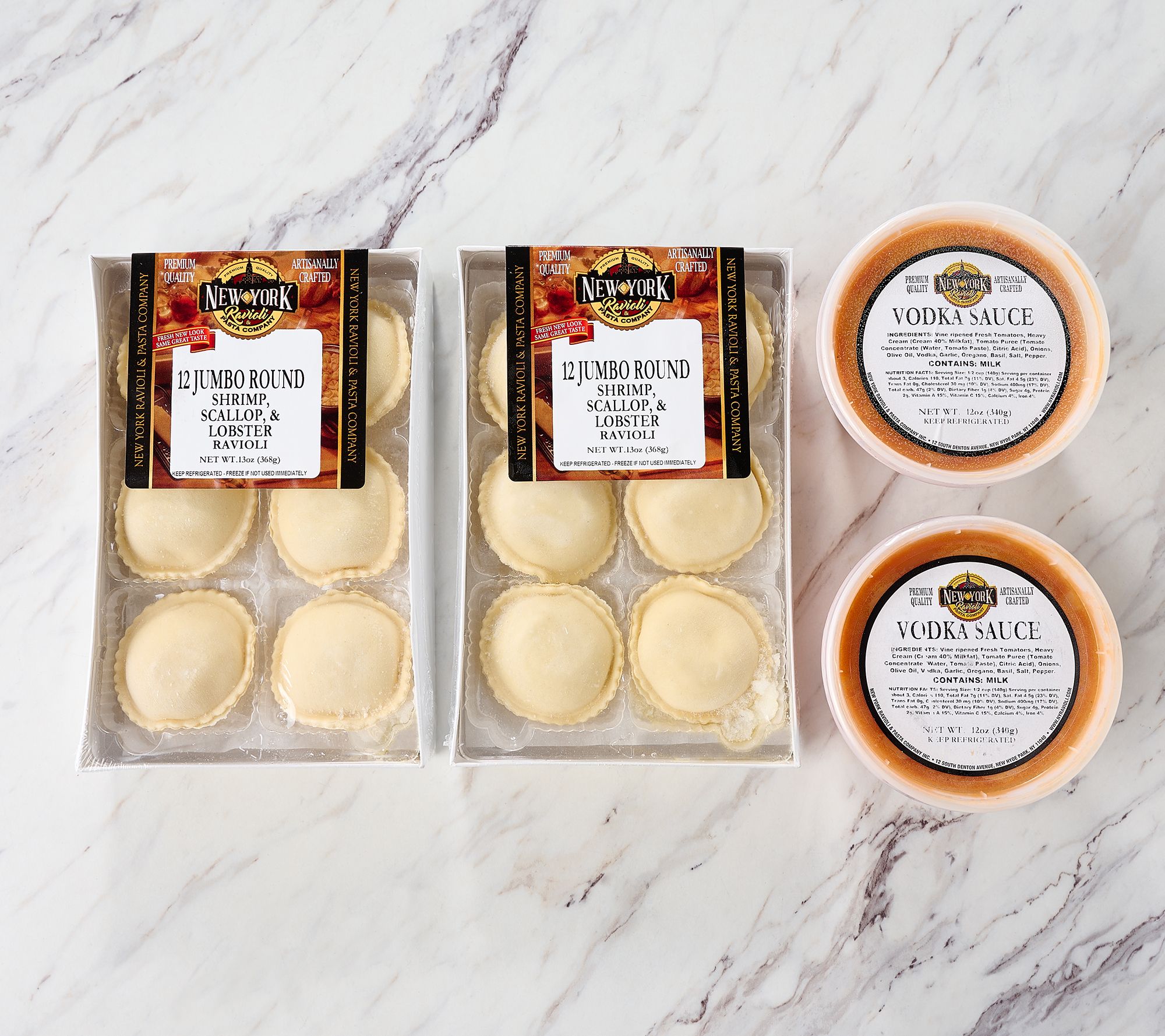 NY Ravioli & Pasta 24 Shrimp Scallop & Lobster Ravioli & Vodka Sauce ...