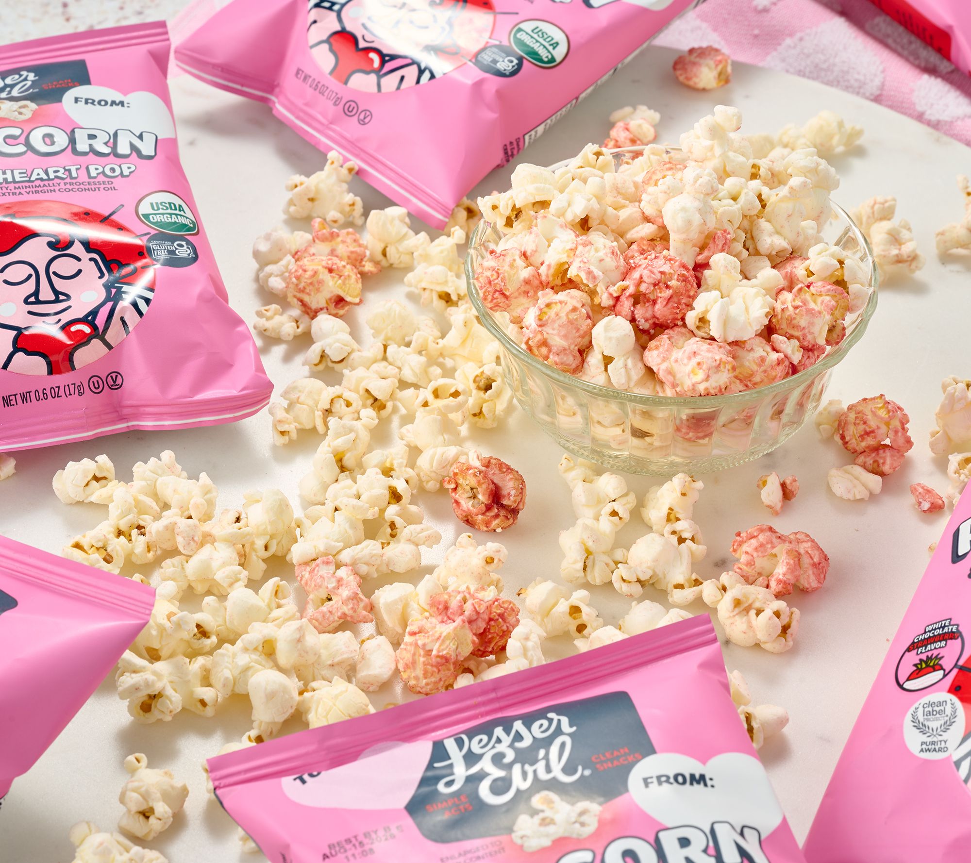 Lesser Evil Valentine's Box 24ct Mini Bags of Sweetheart Popcorn