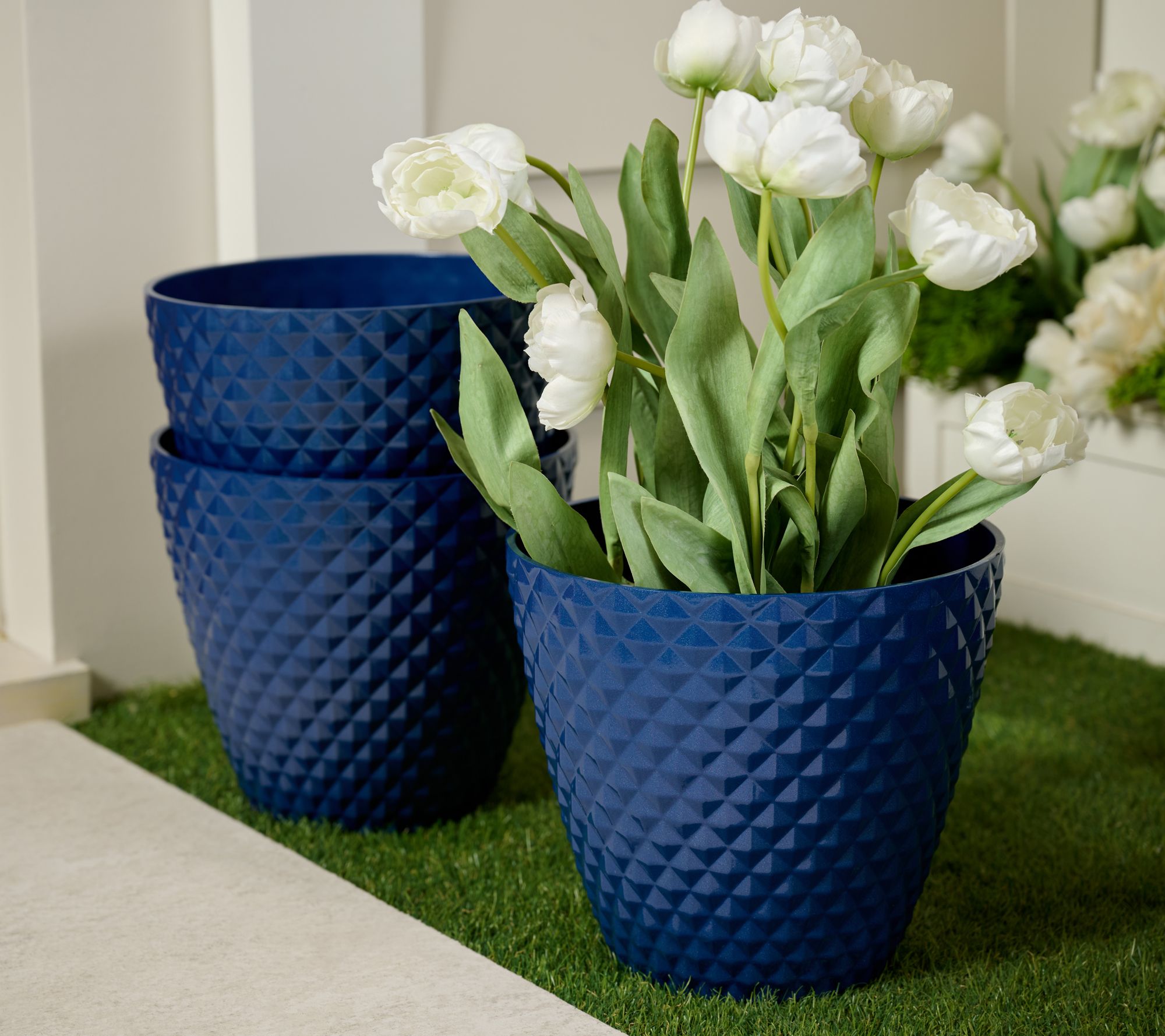 "As Is" Jennings S/3 Med.Pearlescent Diamond 11-3/4" Planters