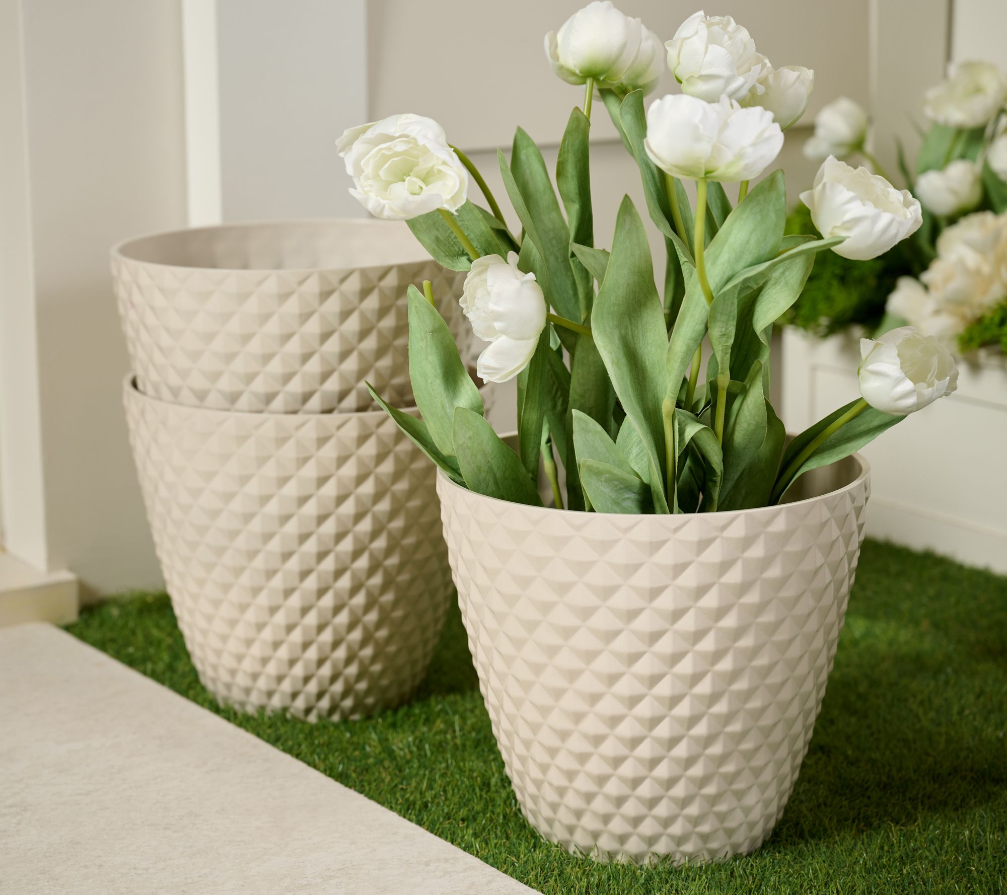 "As Is" Jennings S/3 Med.Pearlescent Diamond 11-3/4" Planters