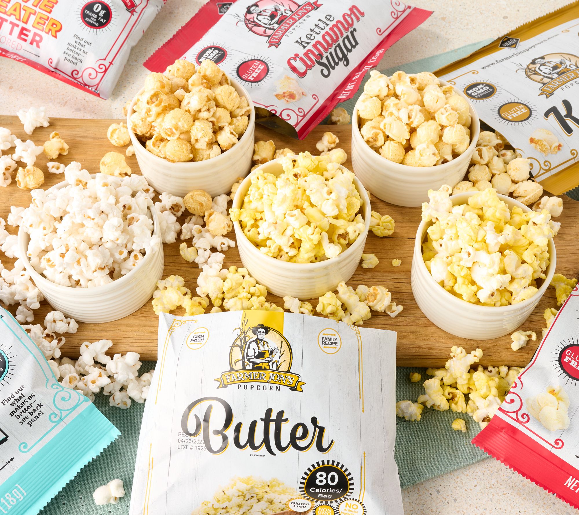 Farmer Jon's 30 Single Serve Gourmet Popped Popcorn Bags