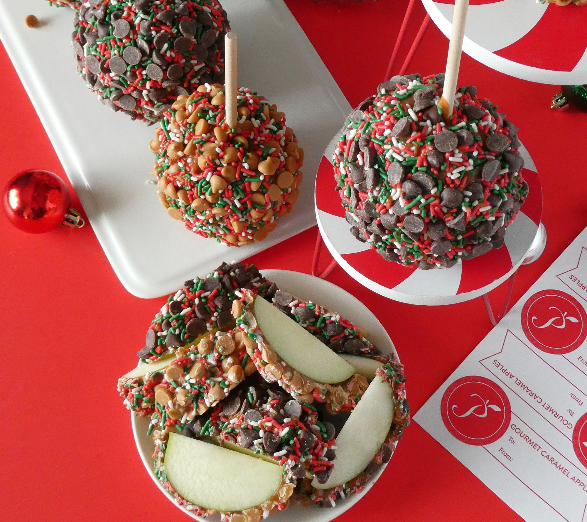 SH11/16 Mrs. Prindables 6pc Large Holly Jolly Caramel Apples - QVC.com
