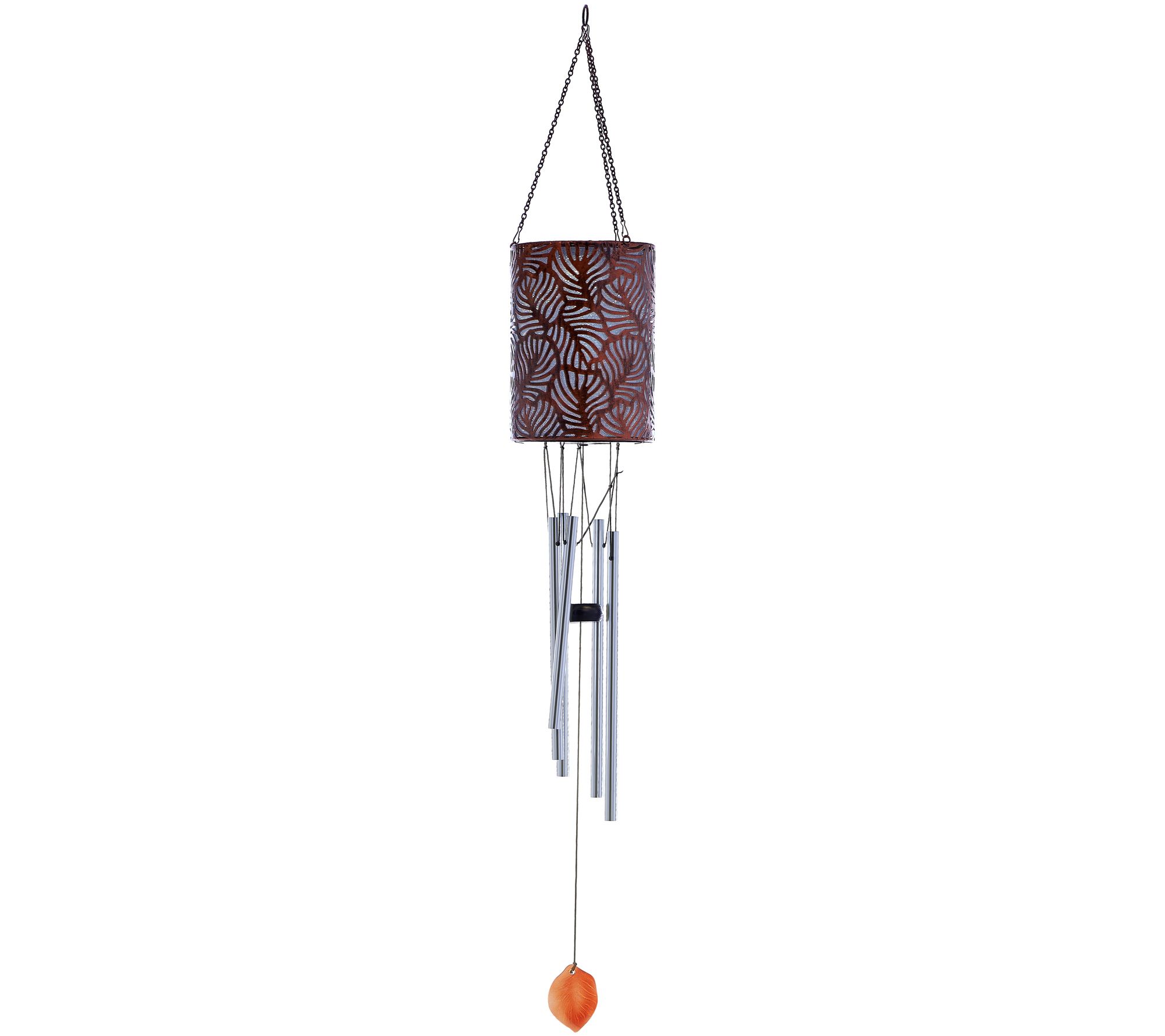 Metal Leaf Wind Chimes with Solar Light Lights - QVC.com