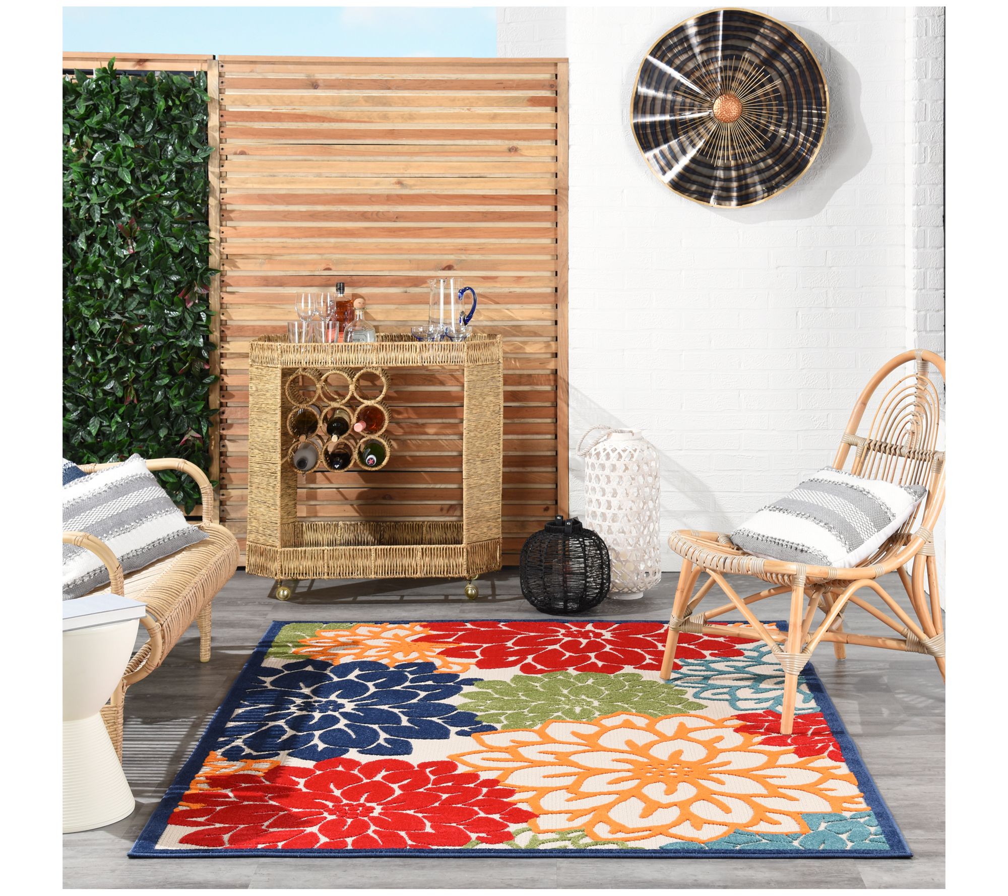 Nourison 5'3" x 7' Dahlia Bouquet Indoor/Outdoor HiLow Rug