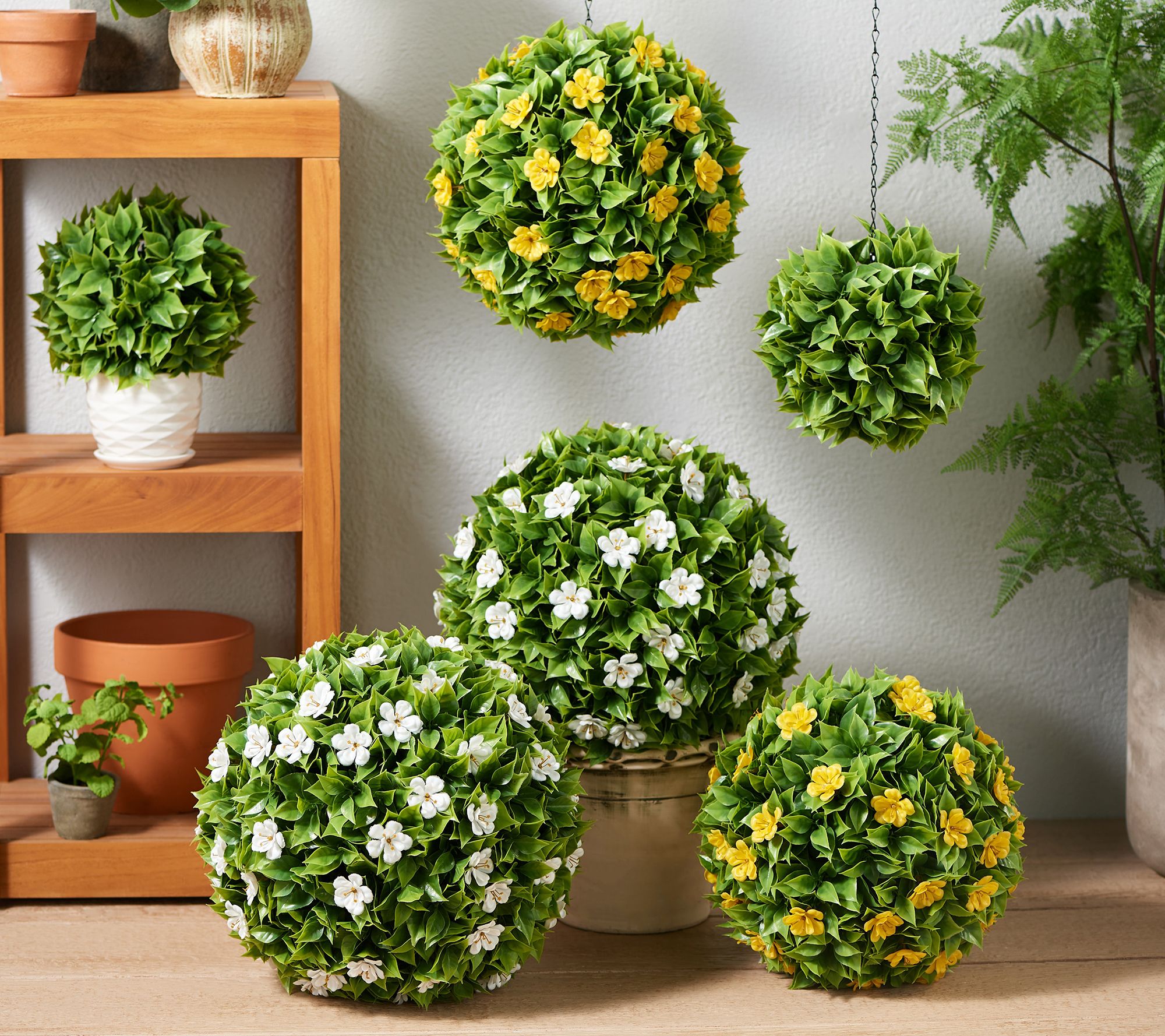 Wicker Park Set of (2) 9", 13" or 15" Flower Blossom Garden Spheres