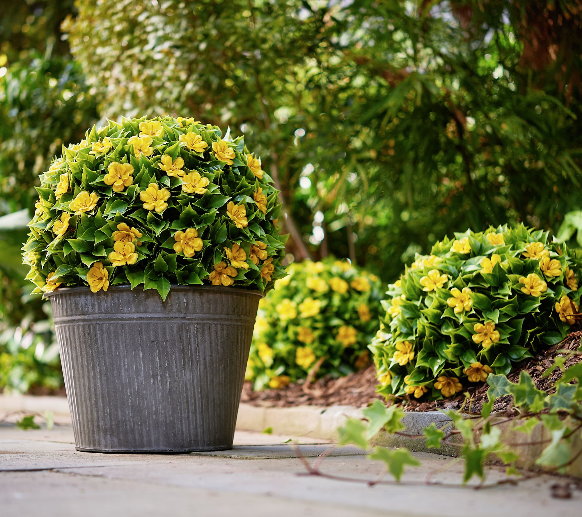 Wicker Park Set of (2) 9", 13" or 15" Flower Blossom Garden Spheres