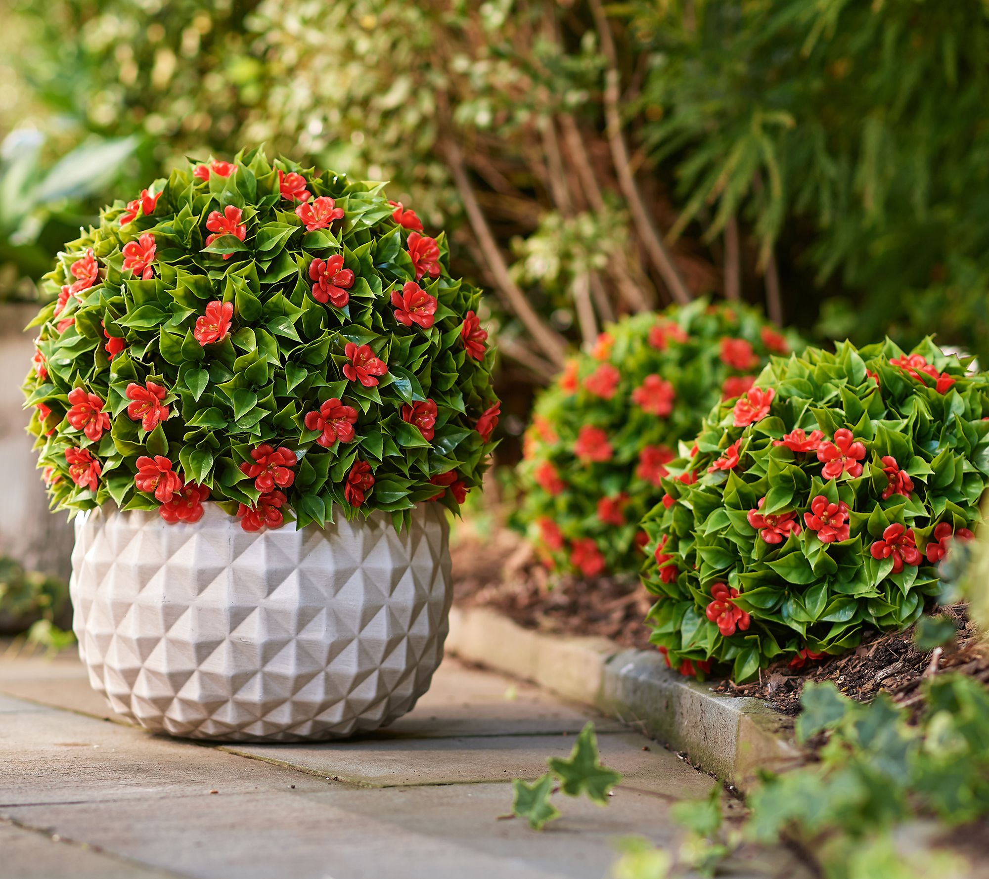 Wicker Park Set of (2) 9", 13" or 15" Flower Blossom Garden Spheres