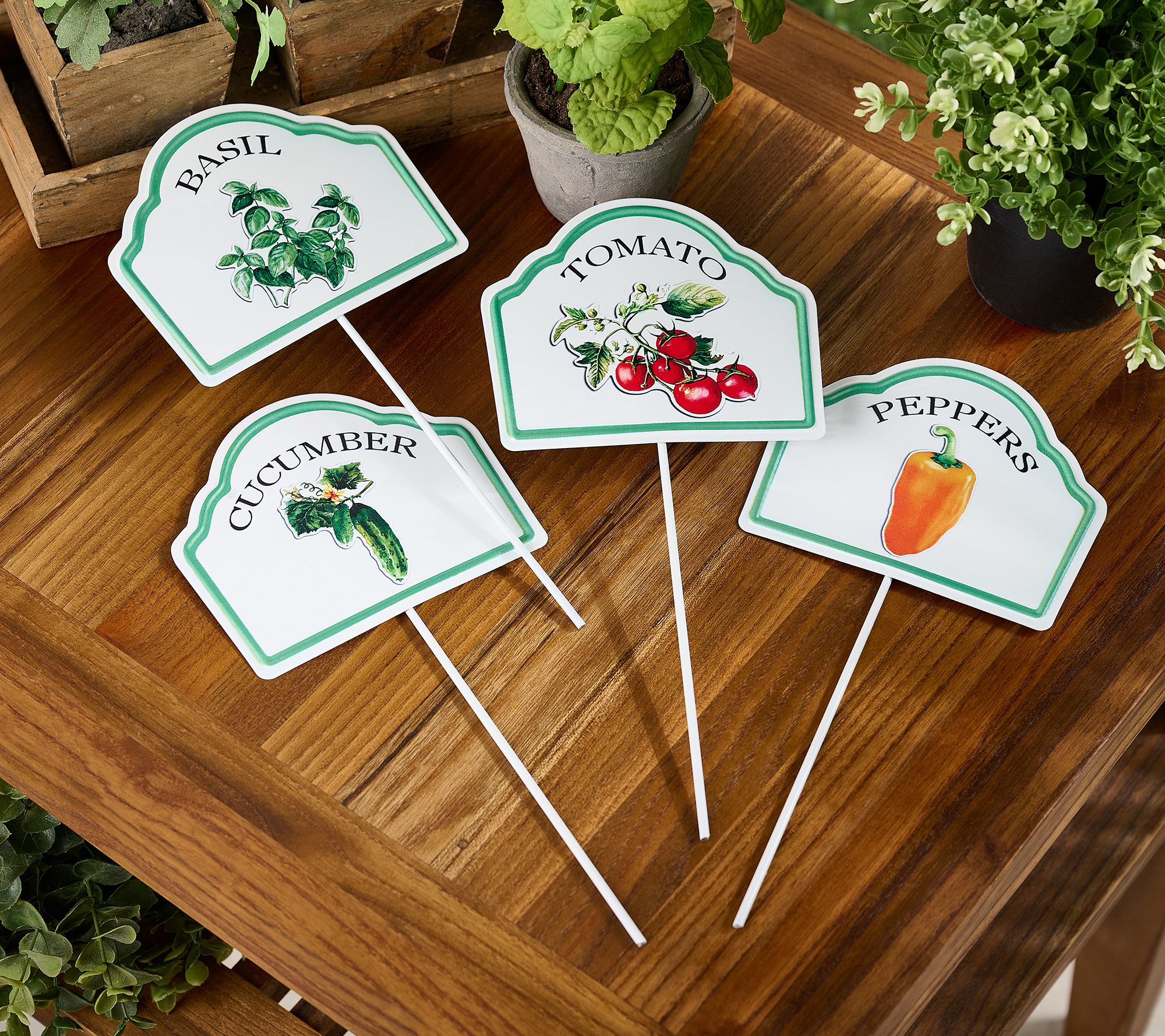 As Is Girl Next Door Set of 4 Veggie GardenPlant Picks