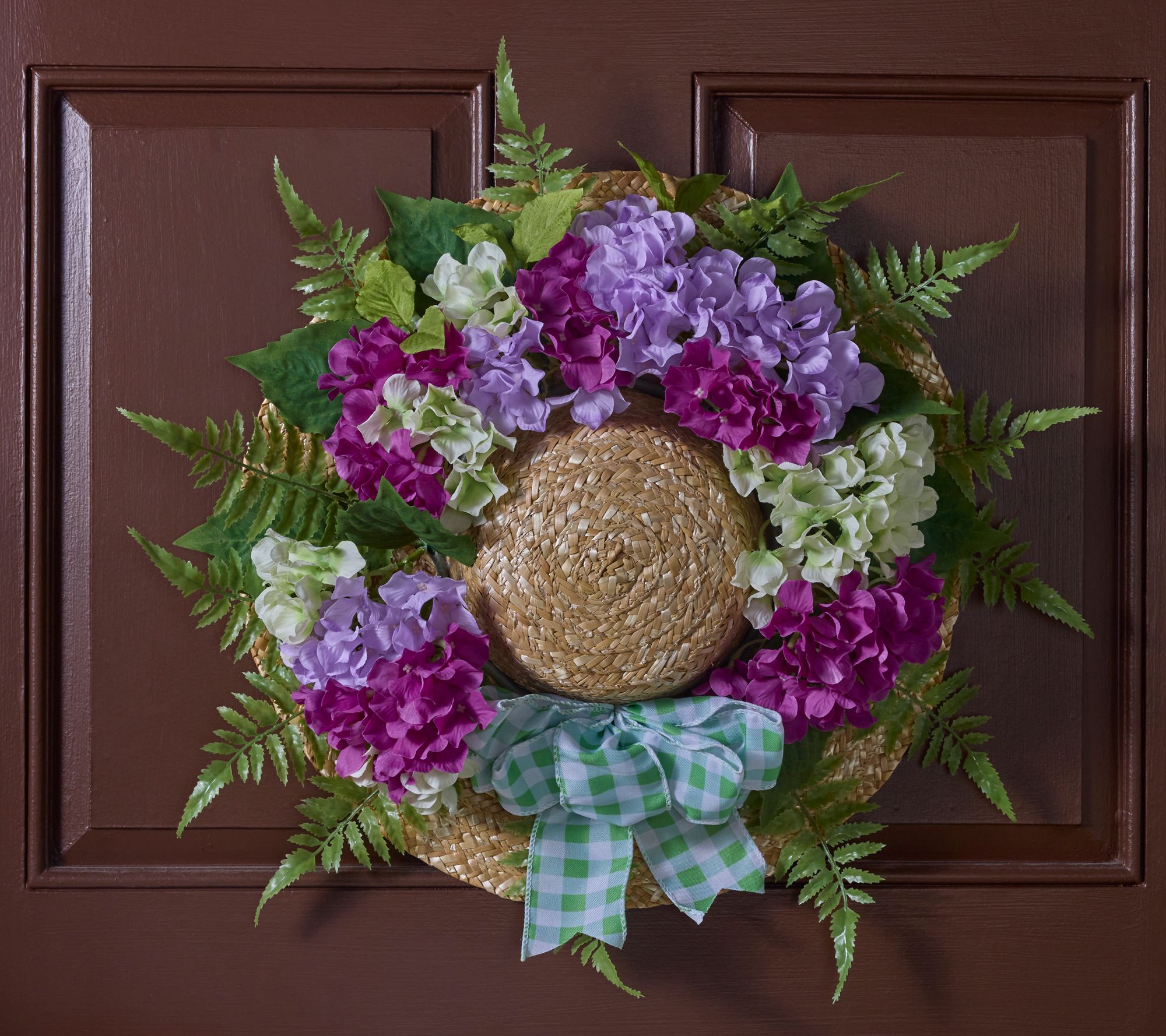 "As Is" Girl Next Door by Carolyn Gracie 18" Hydrangea Hat Wreath