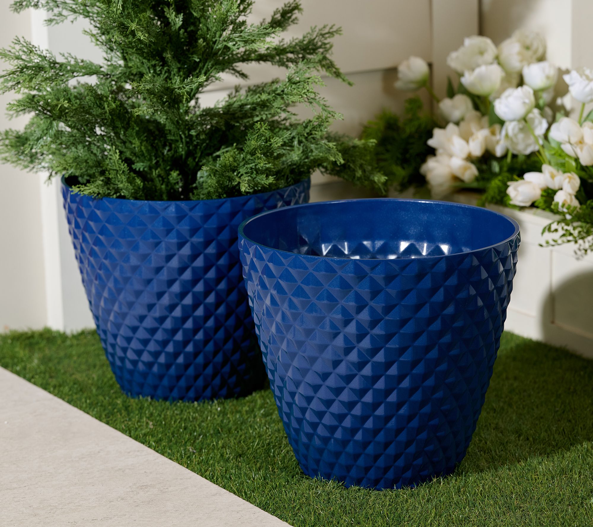 "As Is" Jennings S/2 XL Pearlescent Diamond 15-1/4" Planters